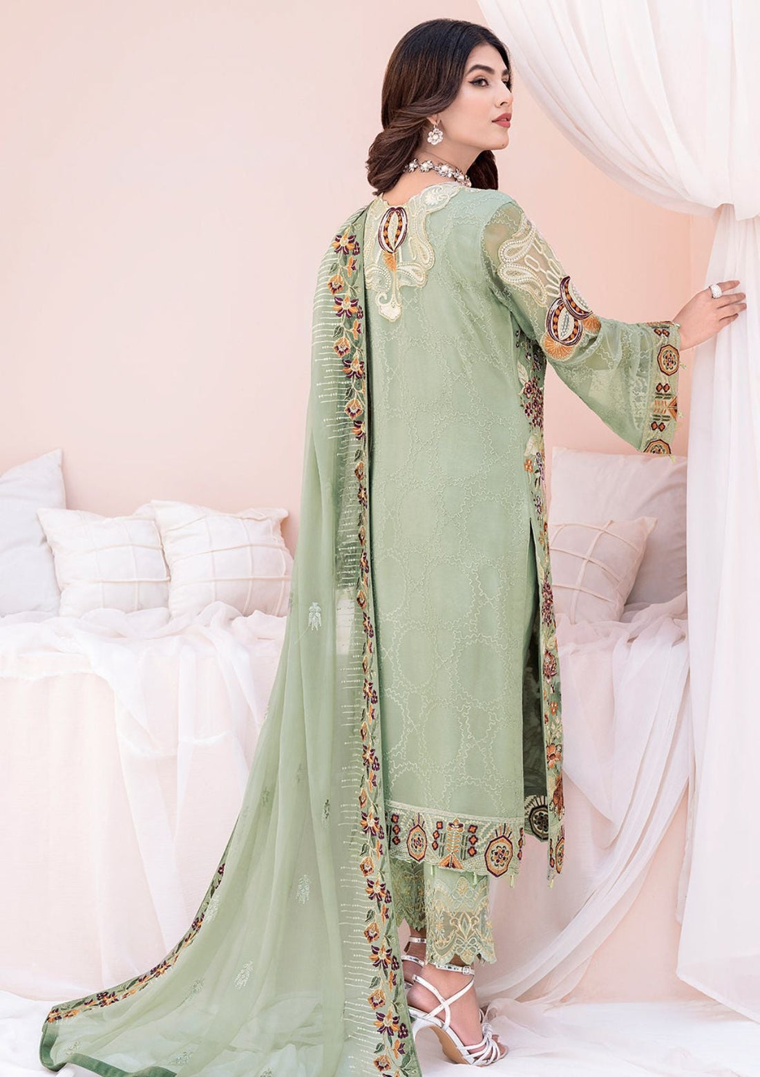 Formal Dress - Ramsha - Chevron - Chiffon - V06 - A#607