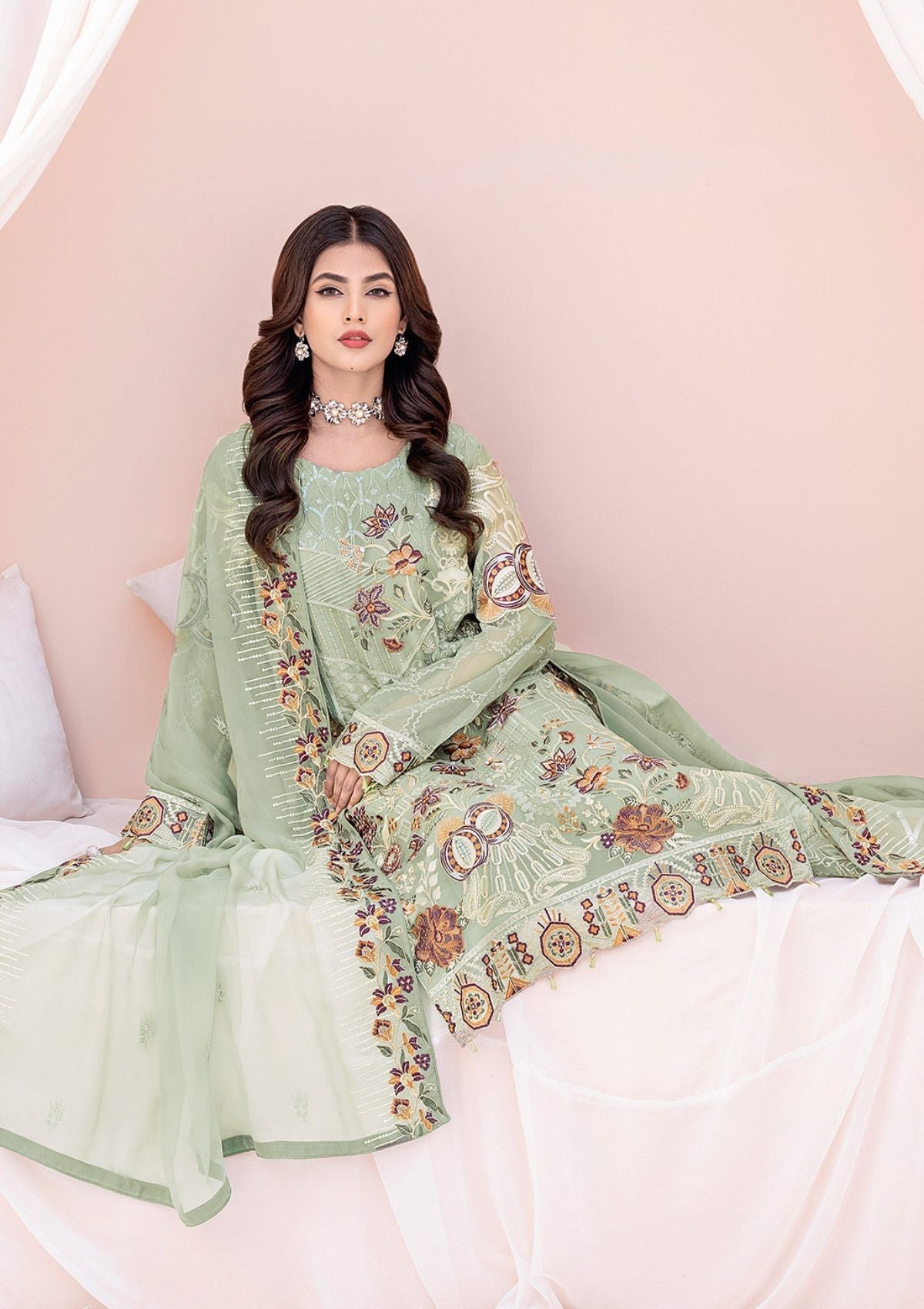 Formal Dress - Ramsha - Chevron - Chiffon - V06 - A#607