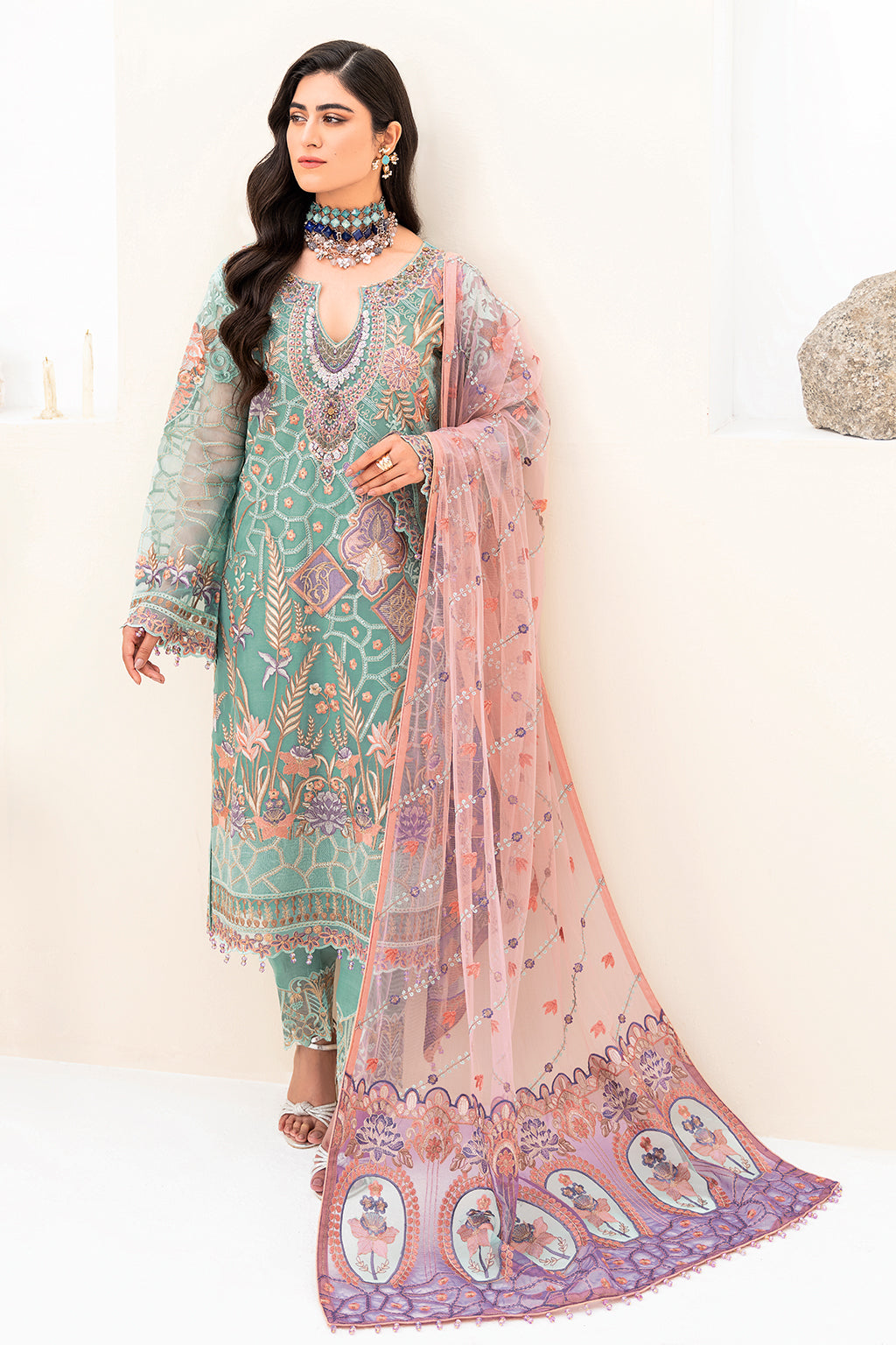 Ramsha | Minhal Organza Collection | M-807 - Official Ramsha stockist in UK - Sakeena London