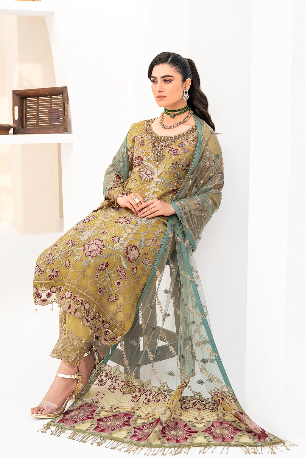 Ramsha | Minhal Organza Collection | M-805 - Official Ramsha stockist in UK - Sakeena London