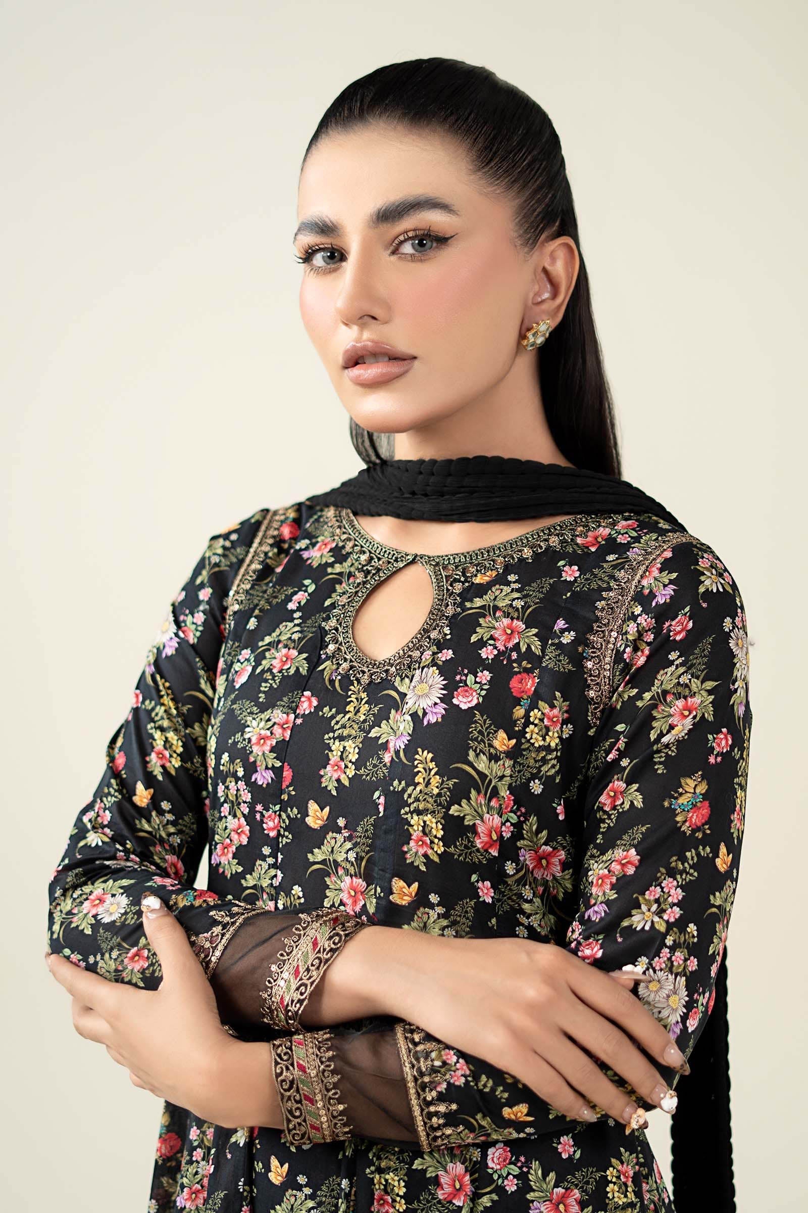 Maria B | Luxury Winter Pret 25 | DW-EA24-81R1-Black - Official Maria B stockist in UK - Sakeena London