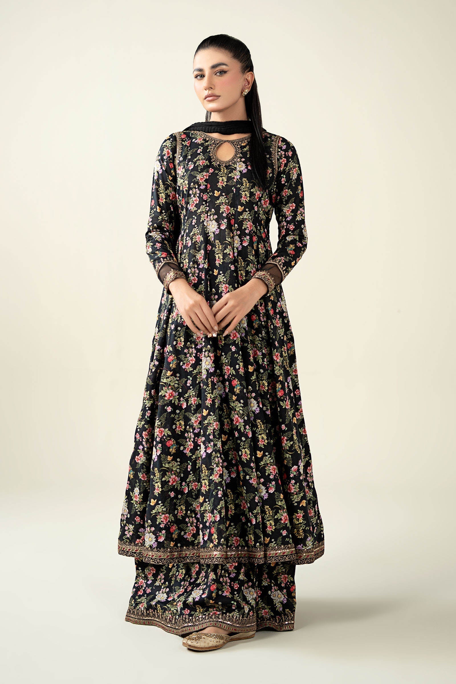 Maria B | Luxury Winter Pret 25 | DW-EA24-81R1-Black - Official Maria B stockist in UK - Sakeena London