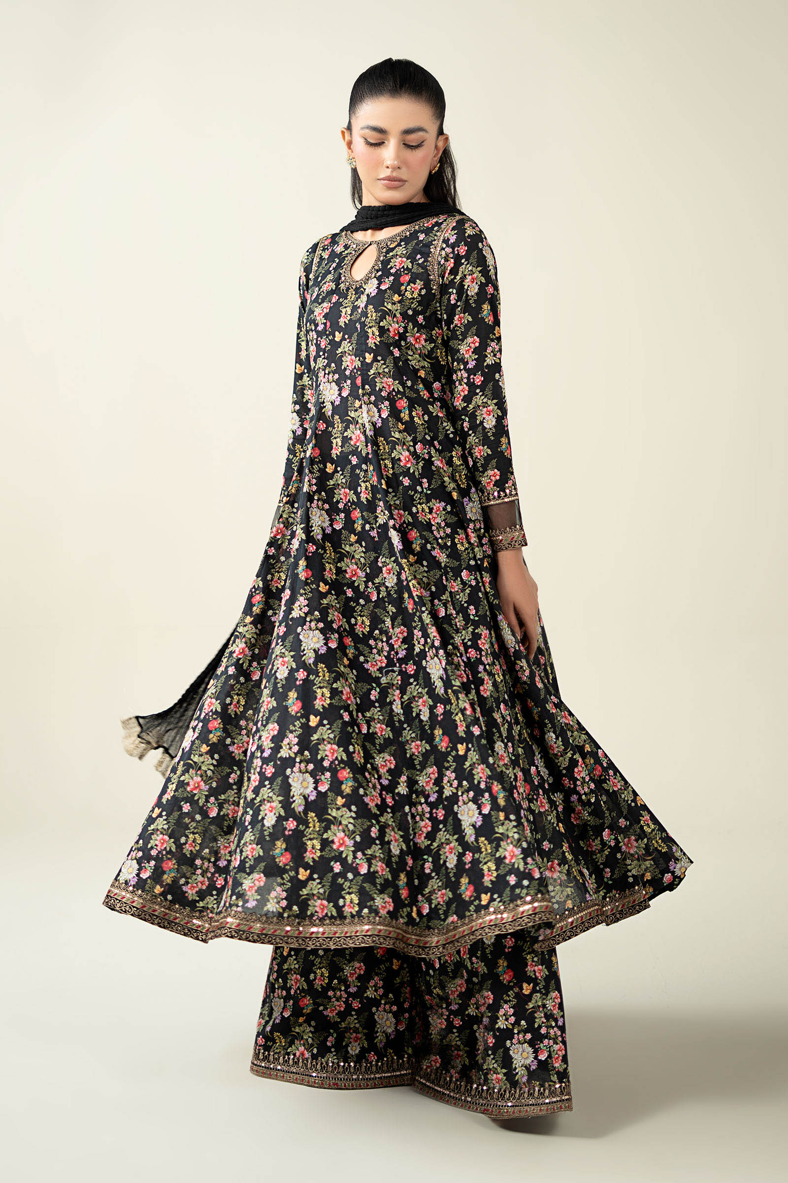 Maria B | Luxury Winter Pret 25 | DW-EA24-81R1-Black - Official Maria B stockist in UK - Sakeena London