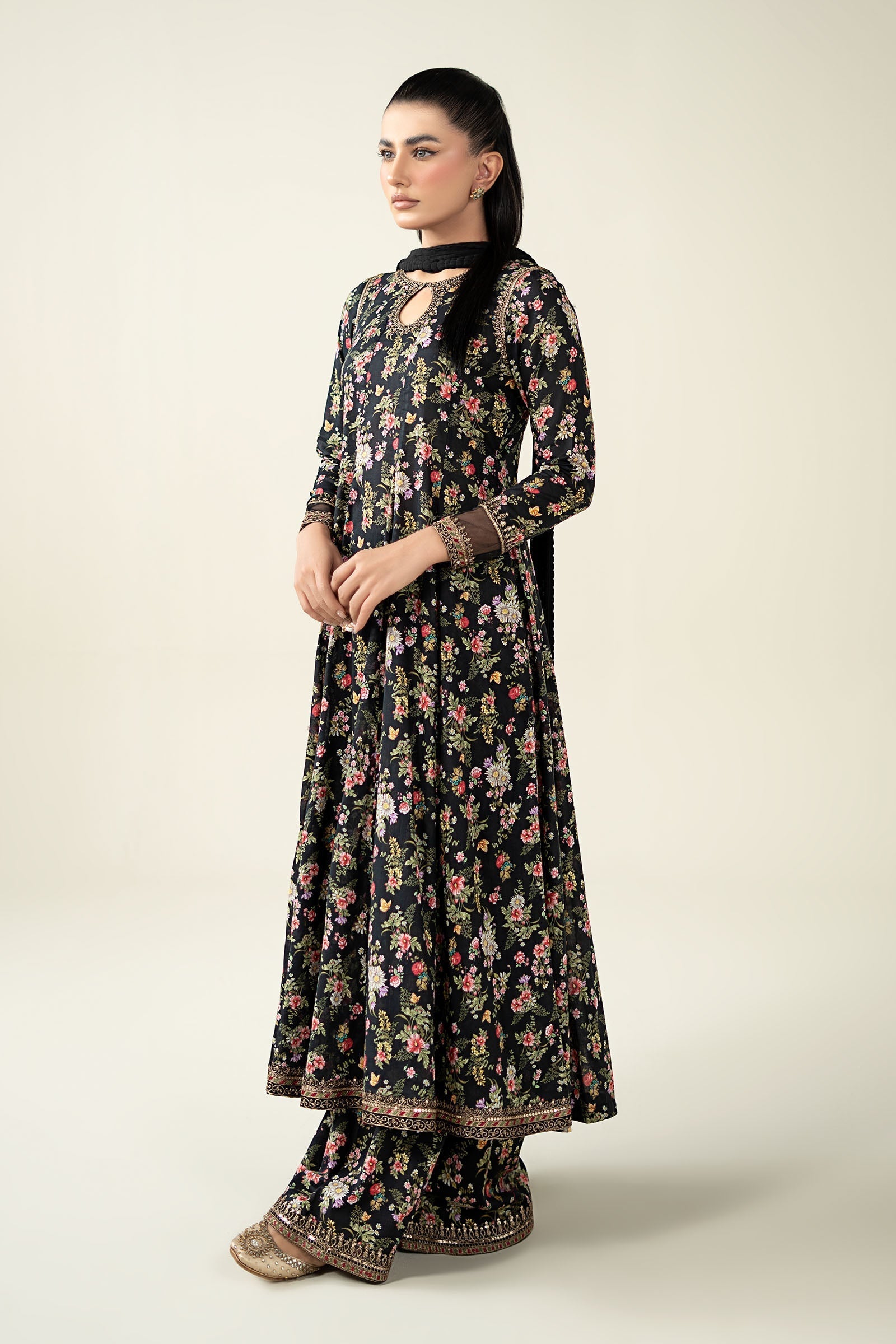 Maria B | Luxury Winter Pret 25 | DW-EA24-81R1-Black - Official Maria B stockist in UK - Sakeena London