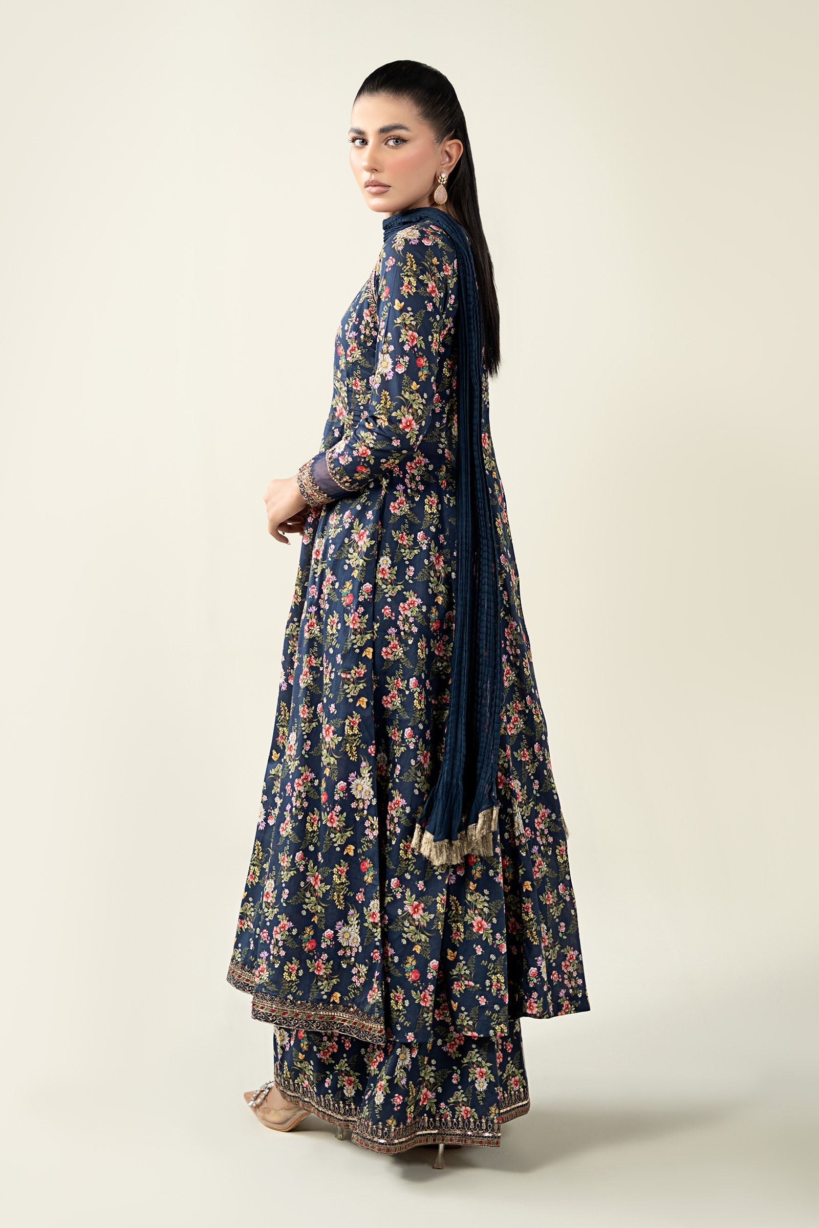 Maria B | Luxury Winter Pret 25 | DW-EA24-81R1-Blue - Official Maria B stockist in UK - Sakeena London
