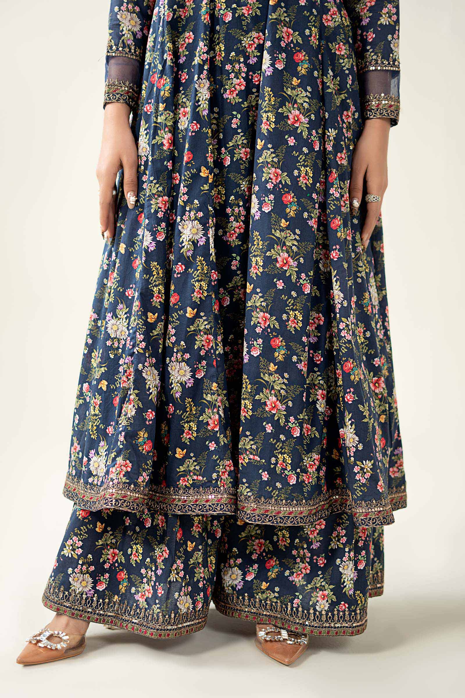 Maria B | Luxury Winter Pret 25 | DW-EA24-81R1-Blue - Official Maria B stockist in UK - Sakeena London