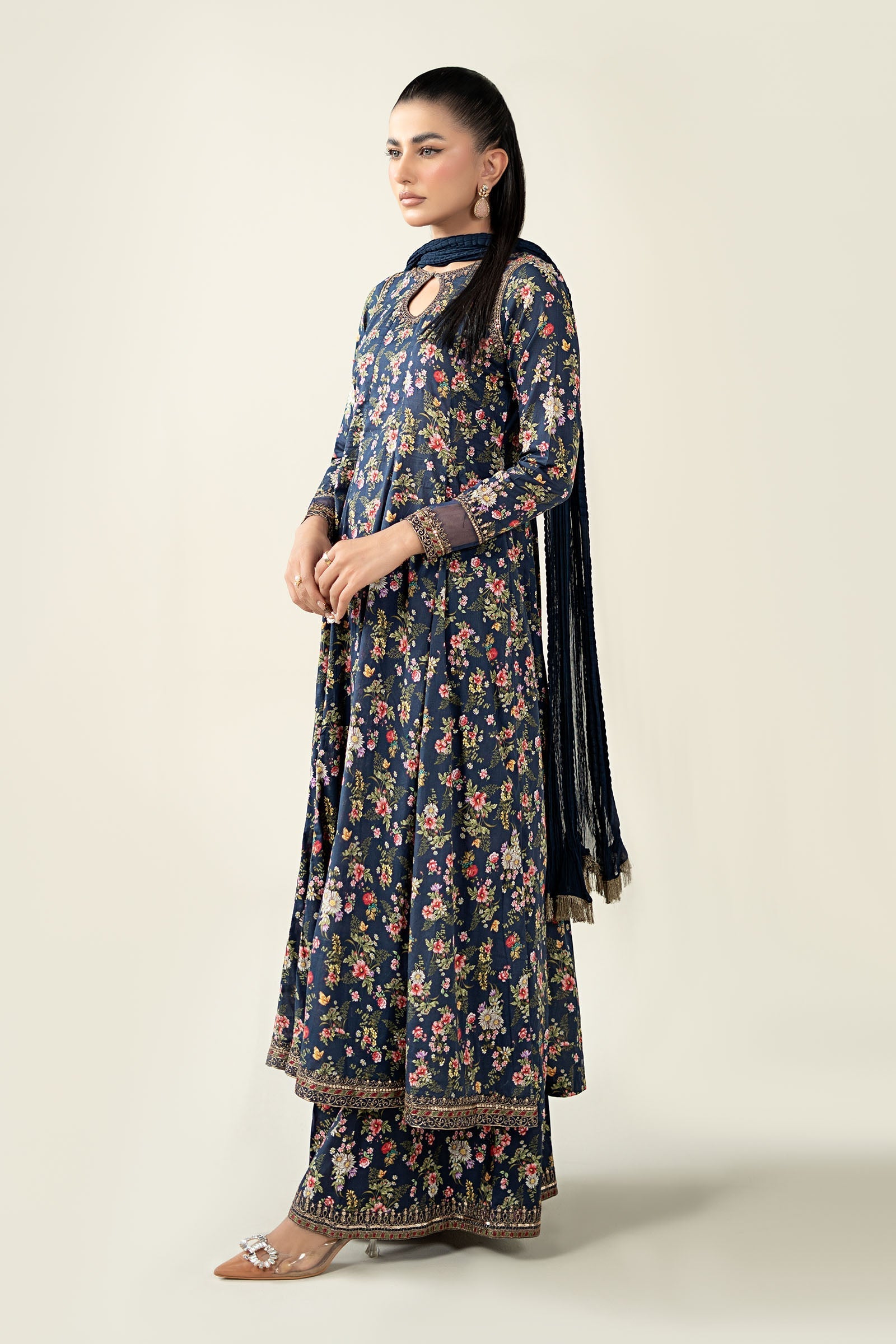 Maria B | Luxury Winter Pret 25 | DW-EA24-81R1-Blue - Official Maria B stockist in UK - Sakeena London