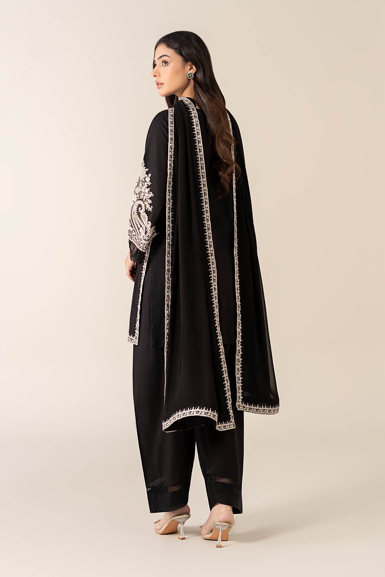 Maria B | Luxury Winter Pret 25 | DW-MN25-12-Black - Official Maria B stockist in UK - Sakeena London