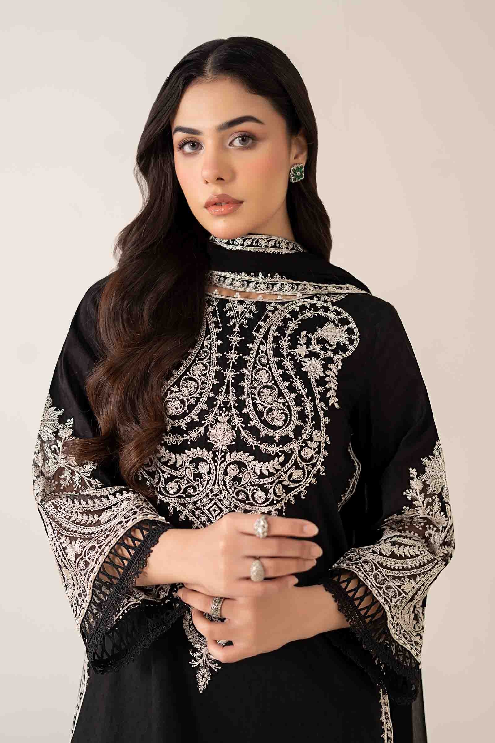 Maria B | Luxury Winter Pret 25 | DW-MN25-12-Black - Official Maria B stockist in UK - Sakeena London