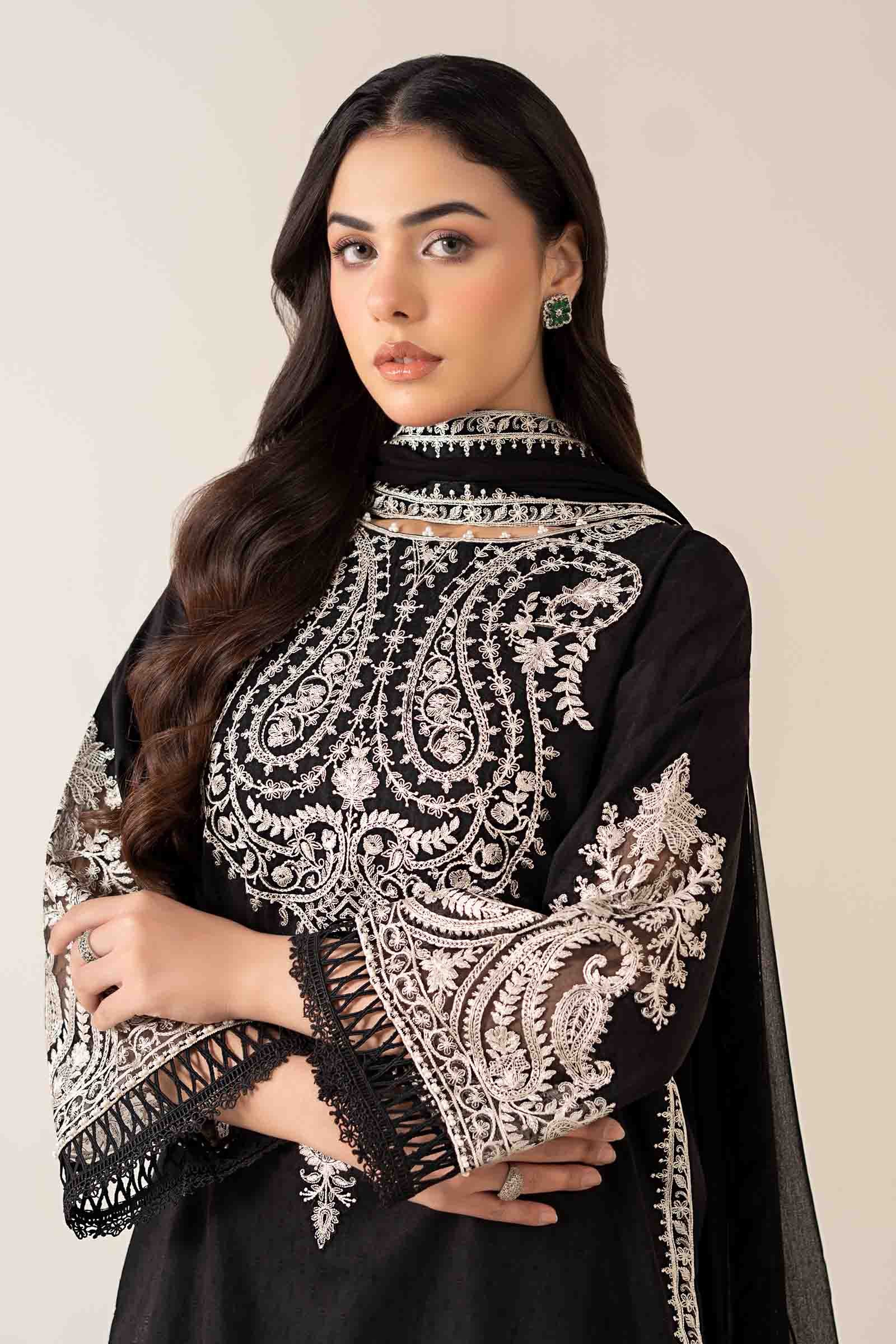 Maria B | Luxury Winter Pret 25 | DW-MN25-12-Black - Official Maria B stockist in UK - Sakeena London
