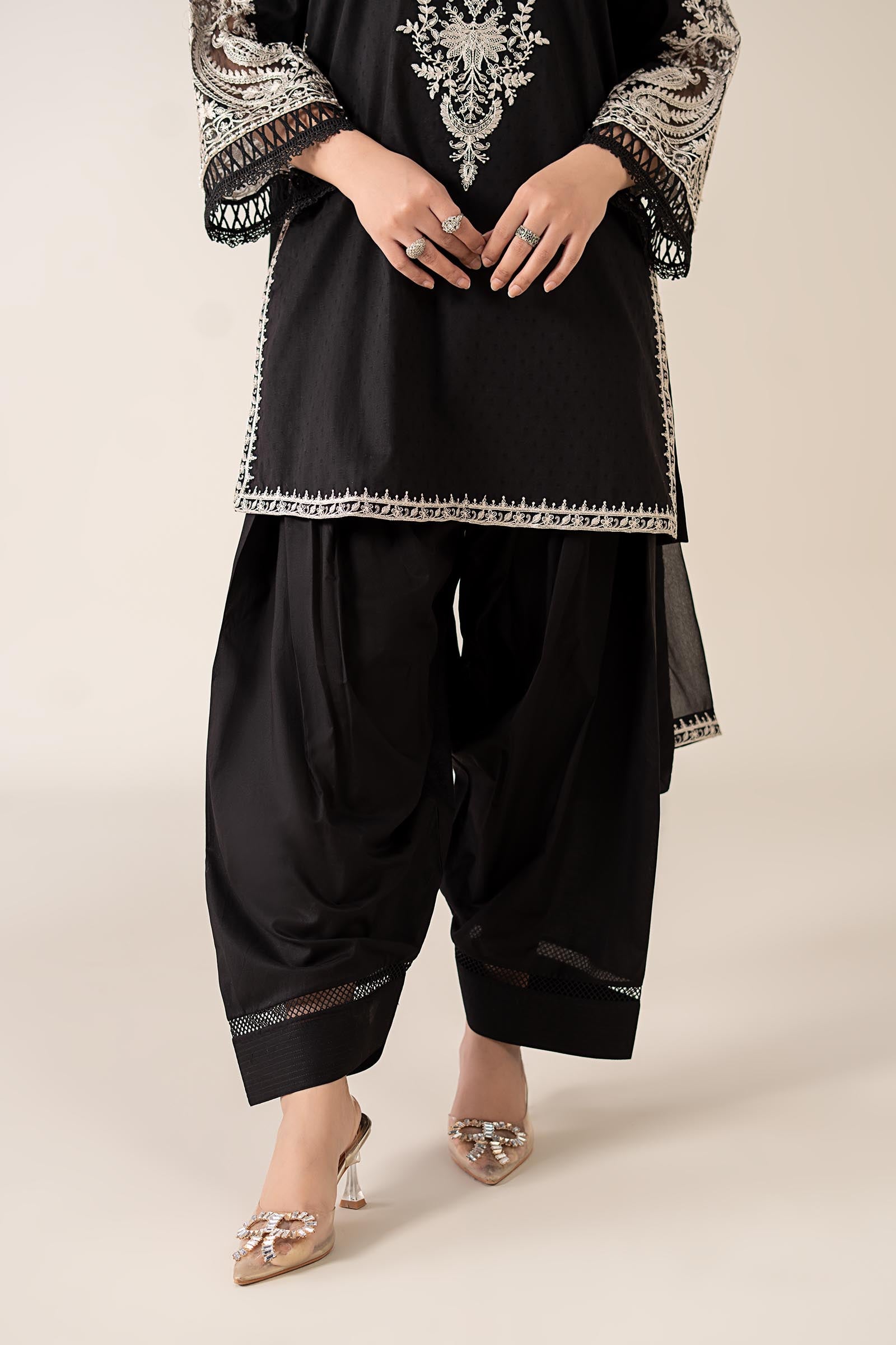 Maria B | Pre Fall Dresses | 3 Piece Embroidered Dobby Suit Black4 - Official Maria B stockist in UK - Sakeena London