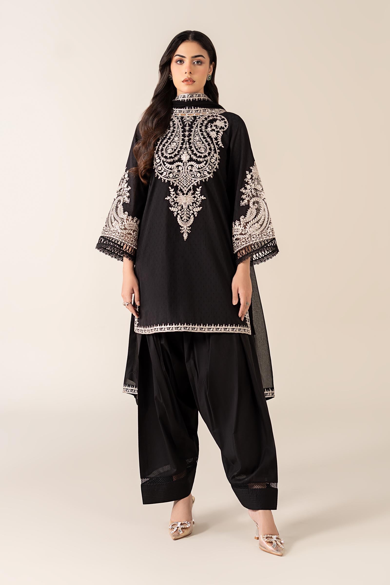 Maria B | Luxury Winter Pret 25 | DW-MN25-12-Black - Official Maria B stockist in UK - Sakeena London