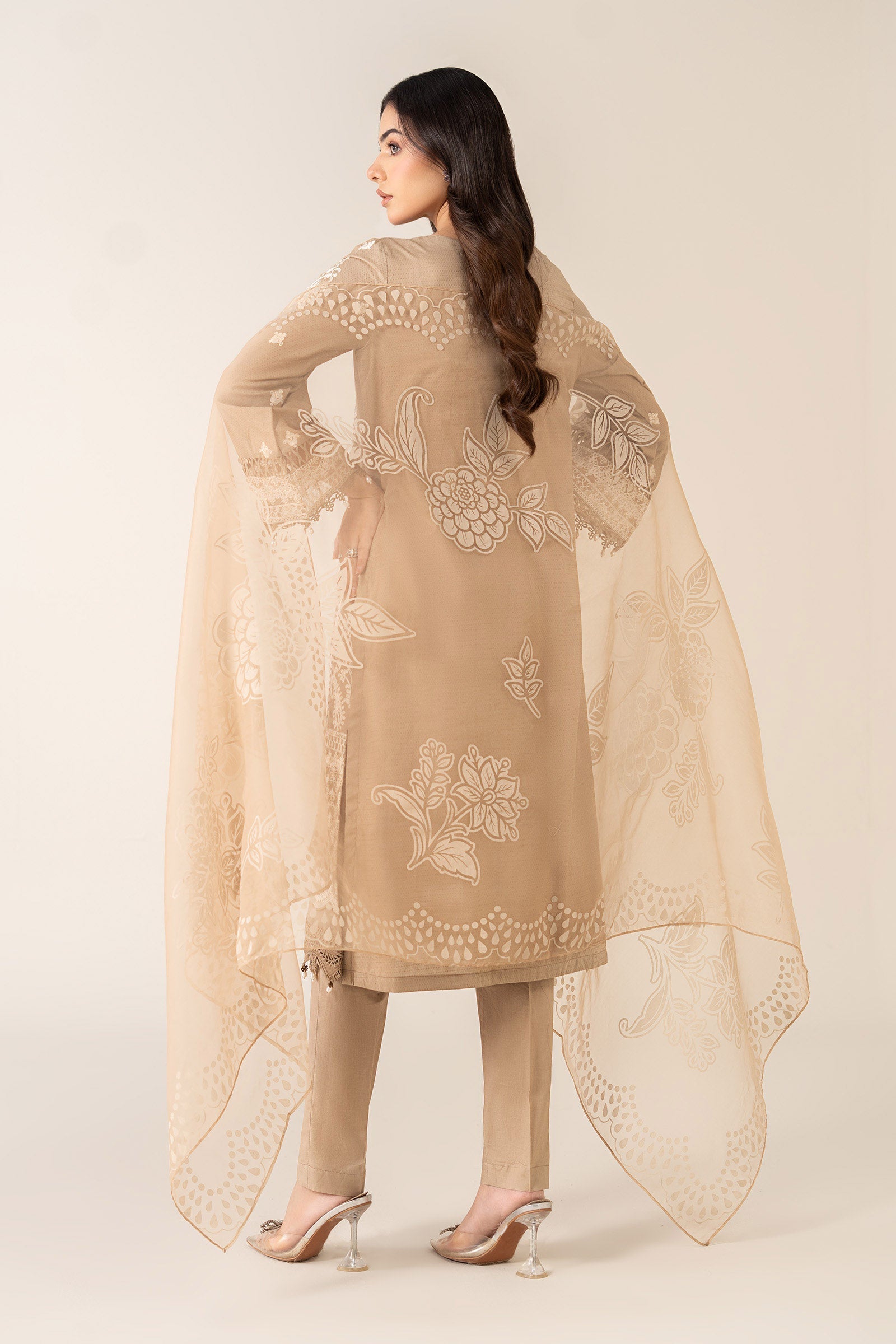 Maria B | Luxury Winter Pret 25 | DW-EA23-26R1-Coffee - Official Maria B stockist in UK - Sakeena London