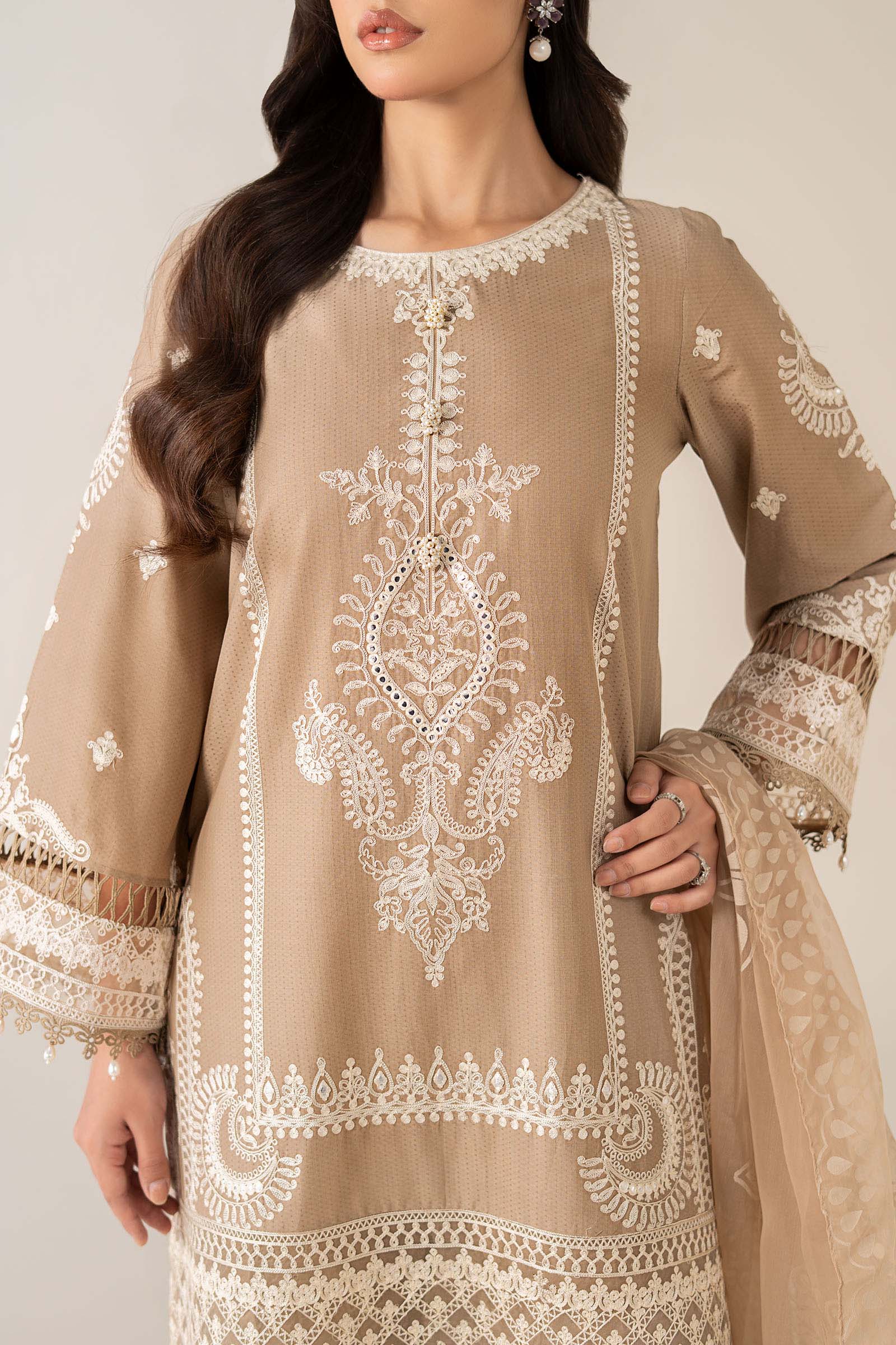 Maria B | Luxury Winter Pret 25 | DW-EA23-26R1-Coffee - Official Maria B stockist in UK - Sakeena London