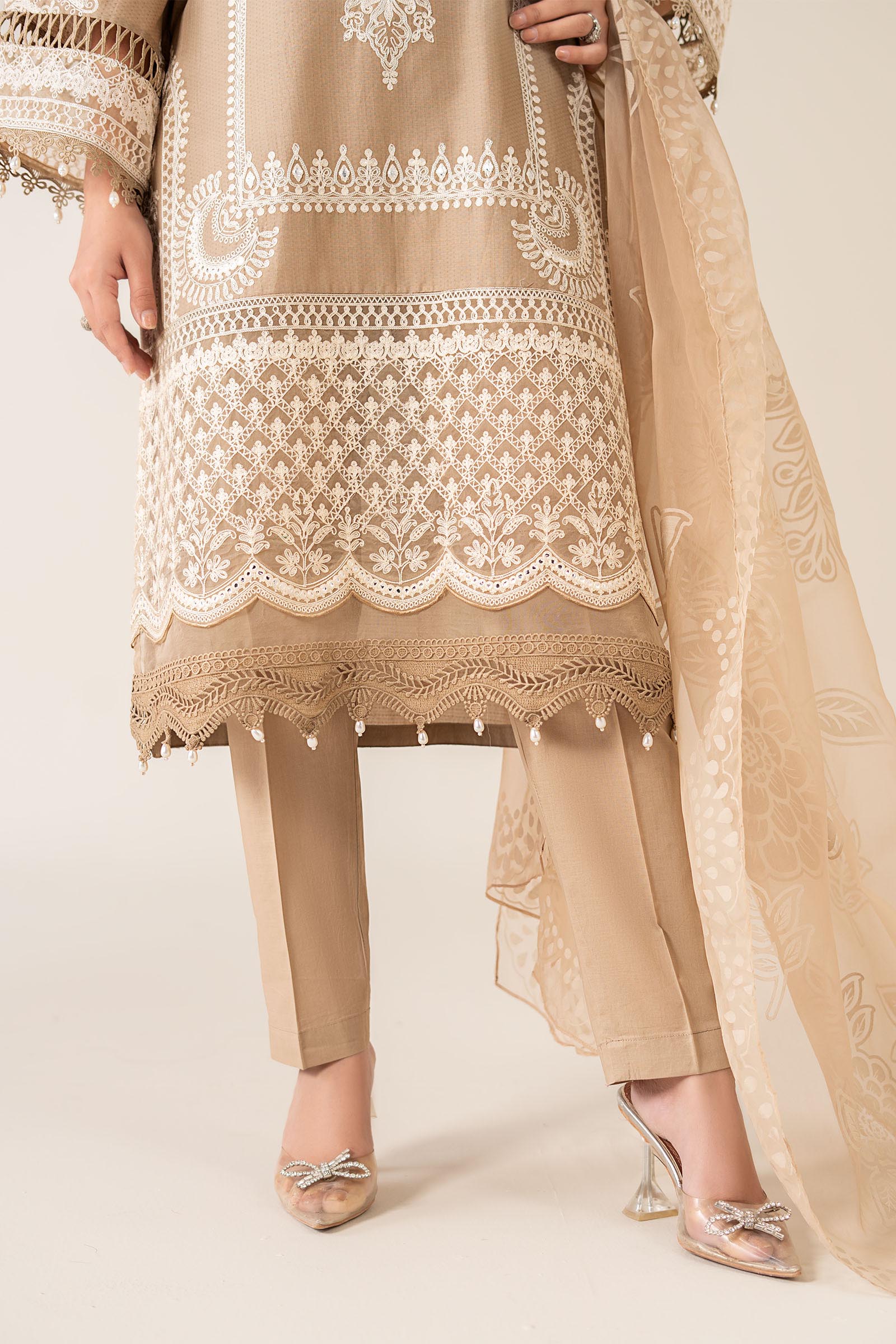 Maria B | Luxury Winter Pret 25 | DW-EA23-26R1-Coffee - Official Maria B stockist in UK - Sakeena London