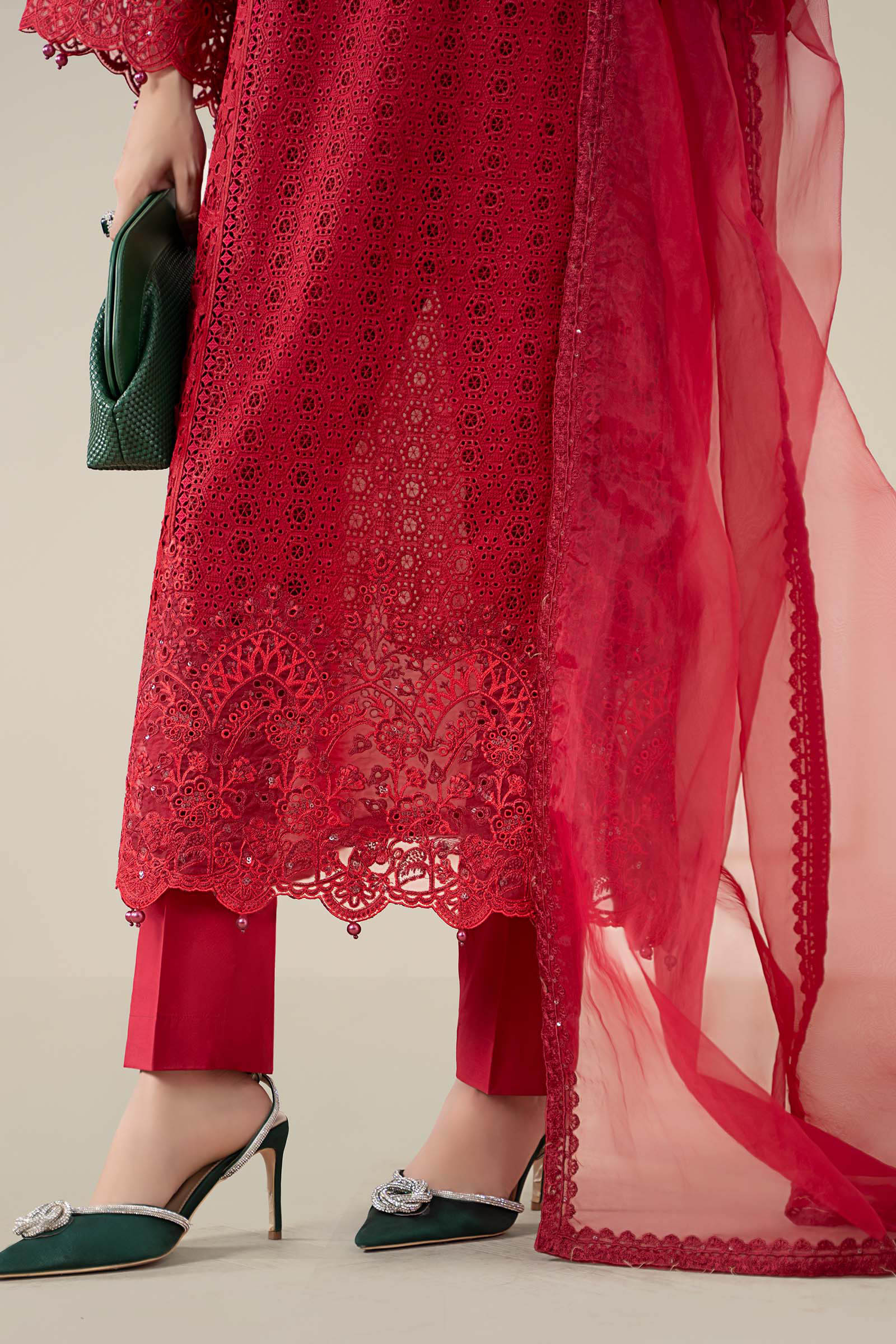 Maria B | Luxury Winter Pret 25 | DW-EF25-08-Red - Official Maria B stockist in UK - Sakeena London