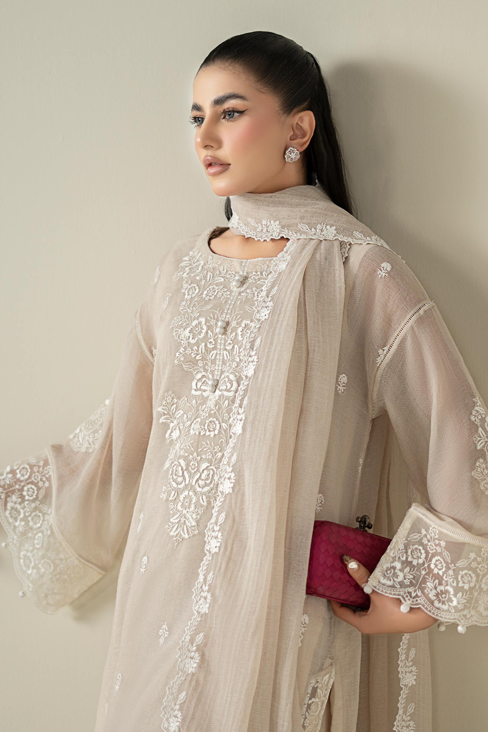 Maria B | Pre Fall Dresses | 3 Piece Embroidered Cotton Net Suit QQ - Official Maria B stockist in UK - Sakeena London