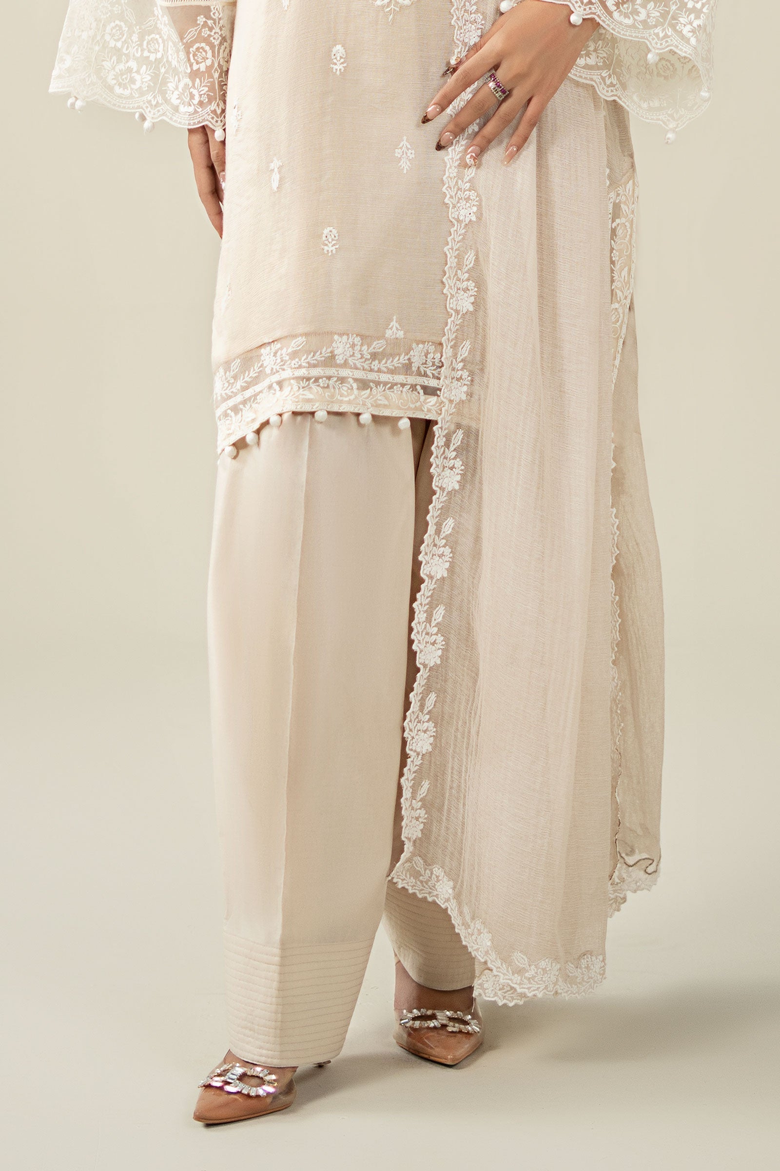 Maria B | Luxury Winter Pret 25 | DW-EA25-123-Off White - Official Maria B stockist in UK - Sakeena London