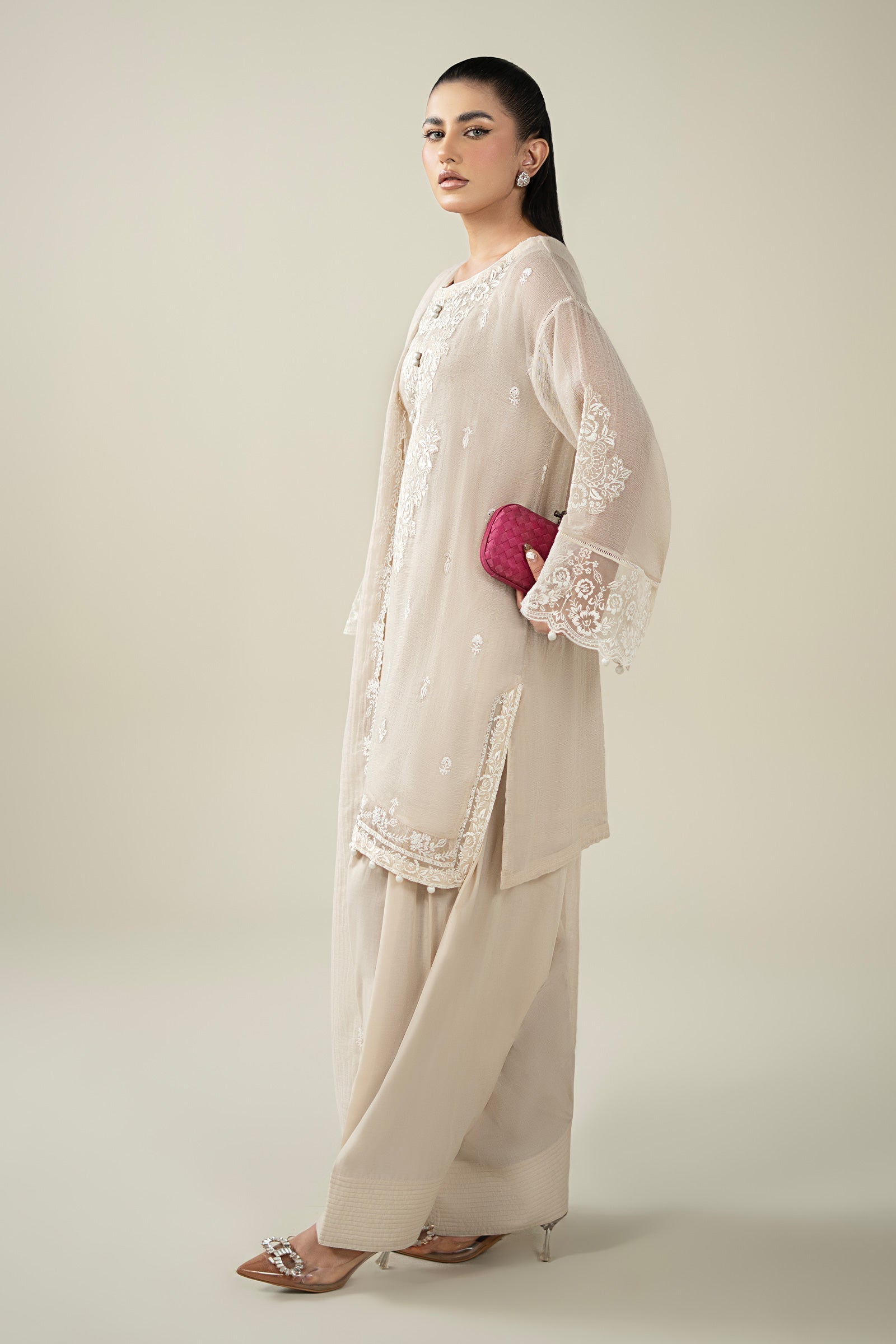 Maria B | Luxury Winter Pret 25 | DW-EA25-123-Off White - Official Maria B stockist in UK - Sakeena London