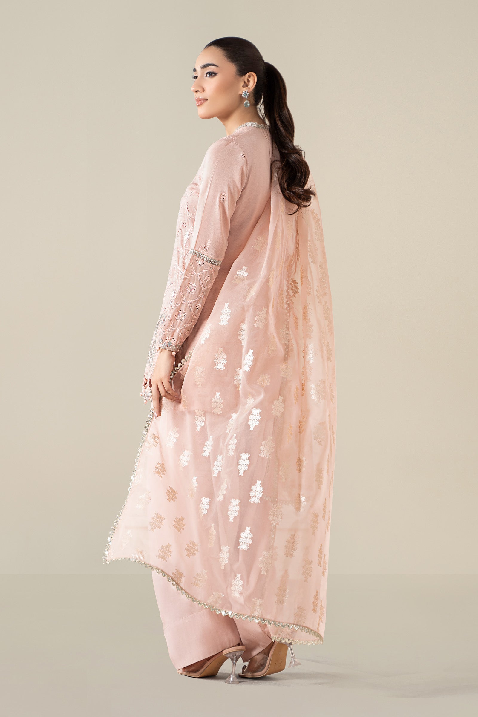 Maria B | Luxury Winter Pret 25 | DW-EA25-13-Peach - Official Maria B stockist in UK - Sakeena London