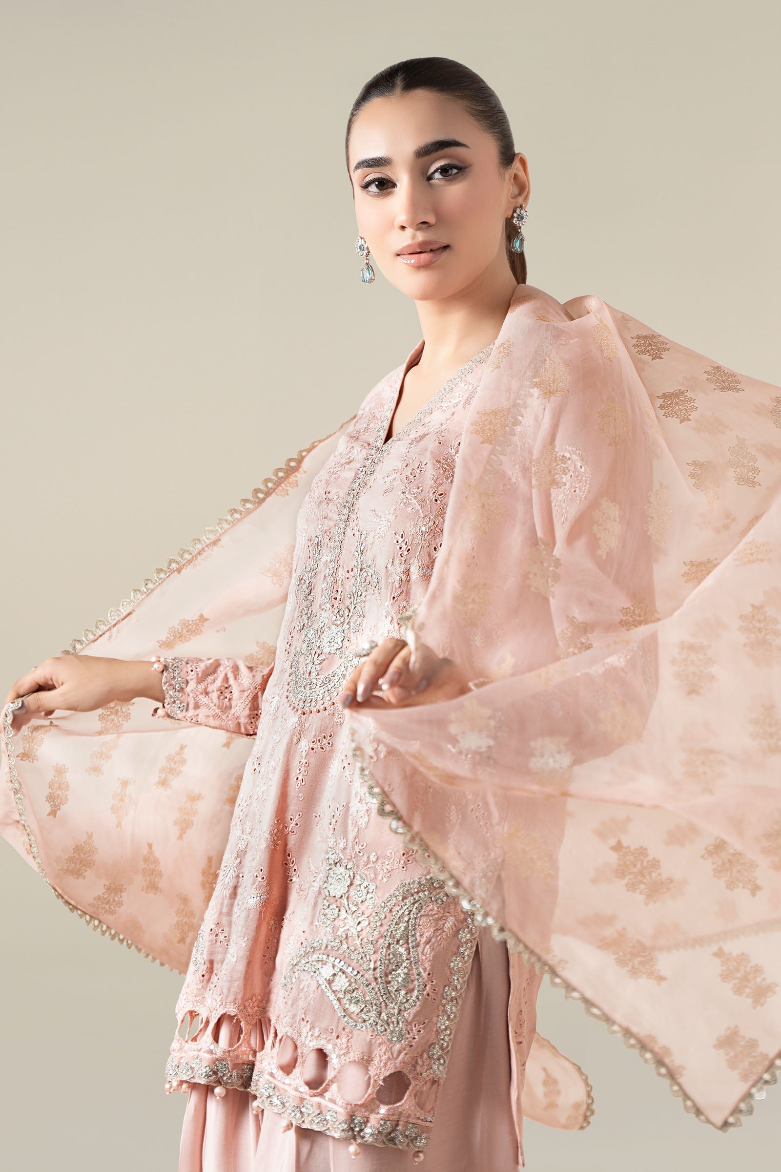 Maria B | Luxury Winter Pret 25 | DW-EA25-13-Peach - Official Maria B stockist in UK - Sakeena London