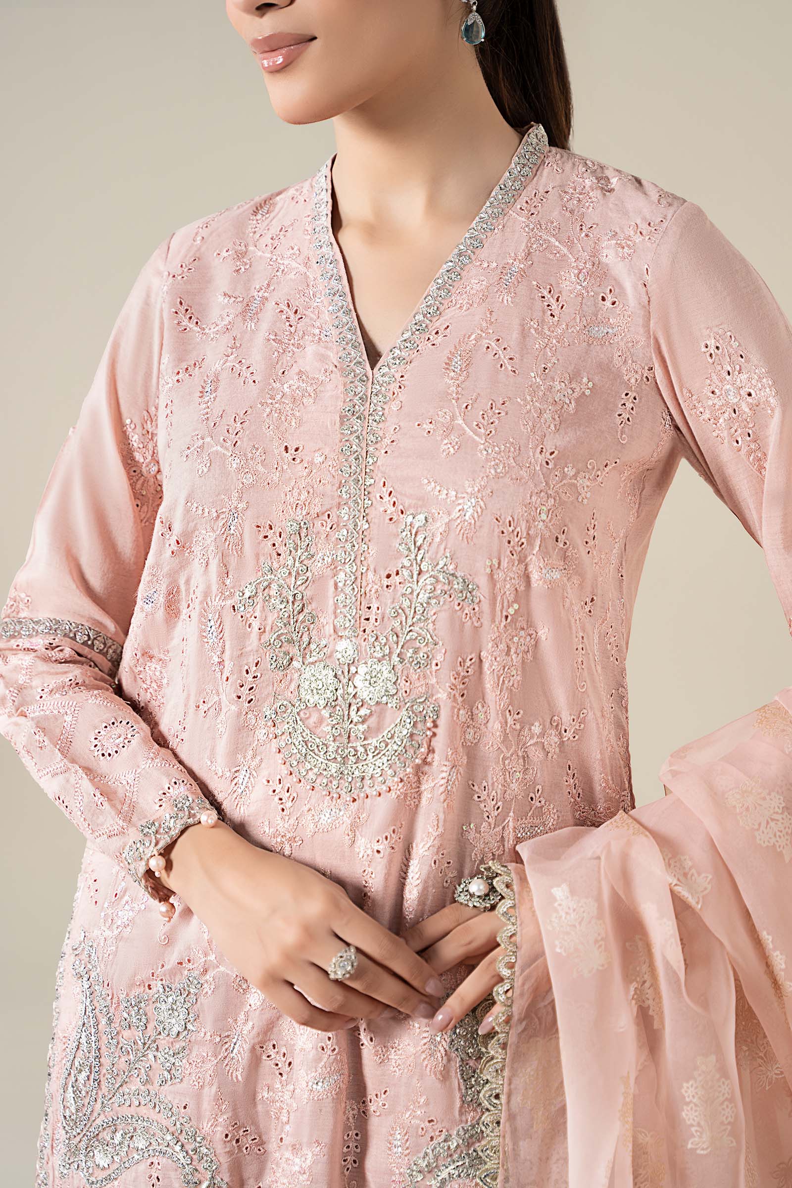 Maria B | Luxury Winter Pret 25 | DW-EA25-13-Peach - Official Maria B stockist in UK - Sakeena London