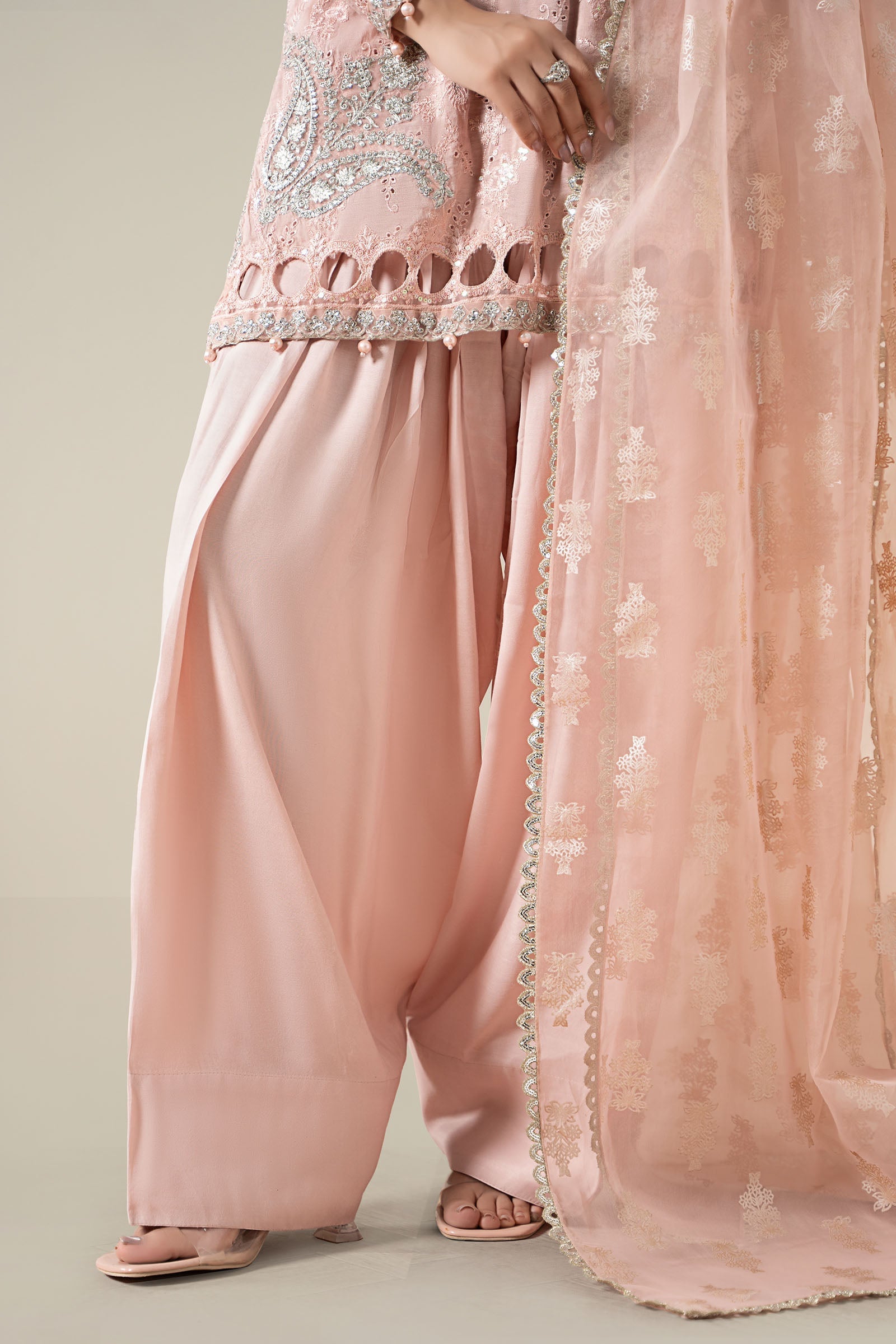 Maria B | Luxury Winter Pret 25 | DW-EA25-13-Peach - Official Maria B stockist in UK - Sakeena London