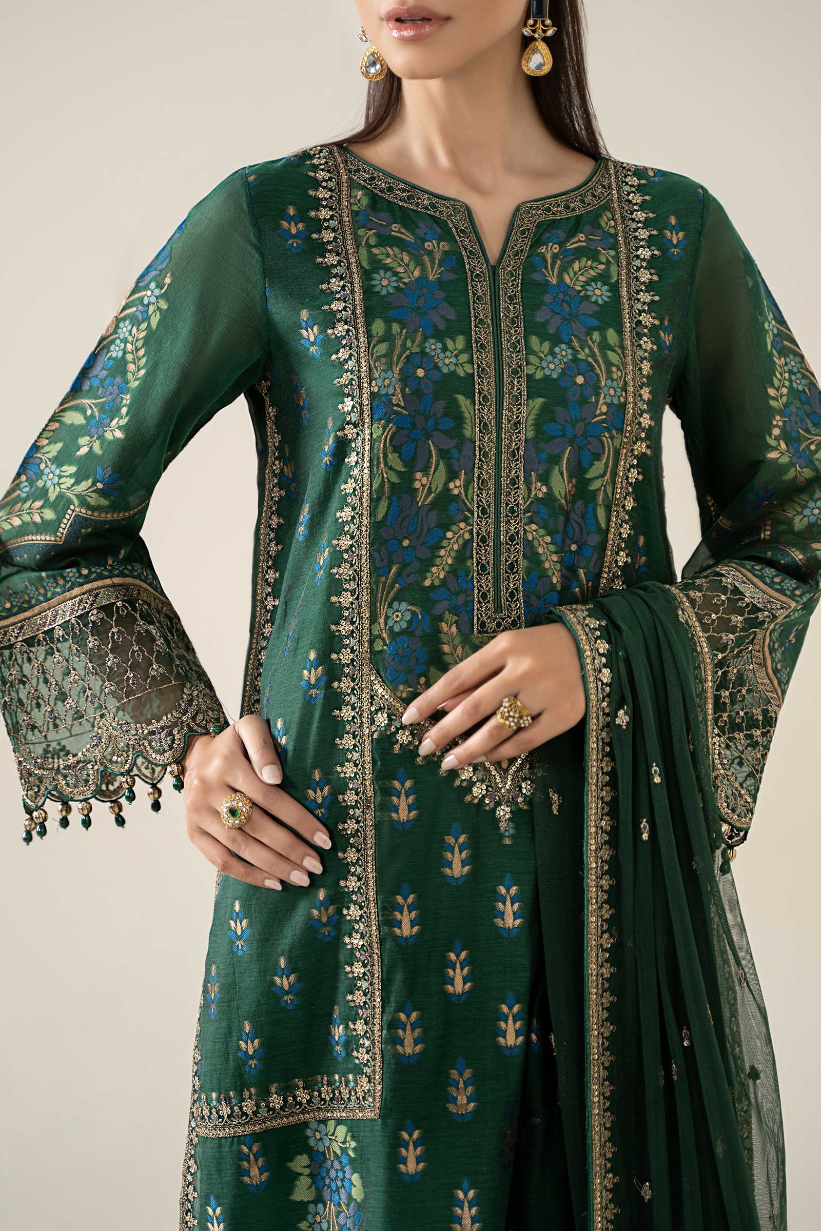 Maria B | Luxury Winter Pret 25 |DW-EA25-59-Green - Official Maria B stockist in UK - Sakeena London