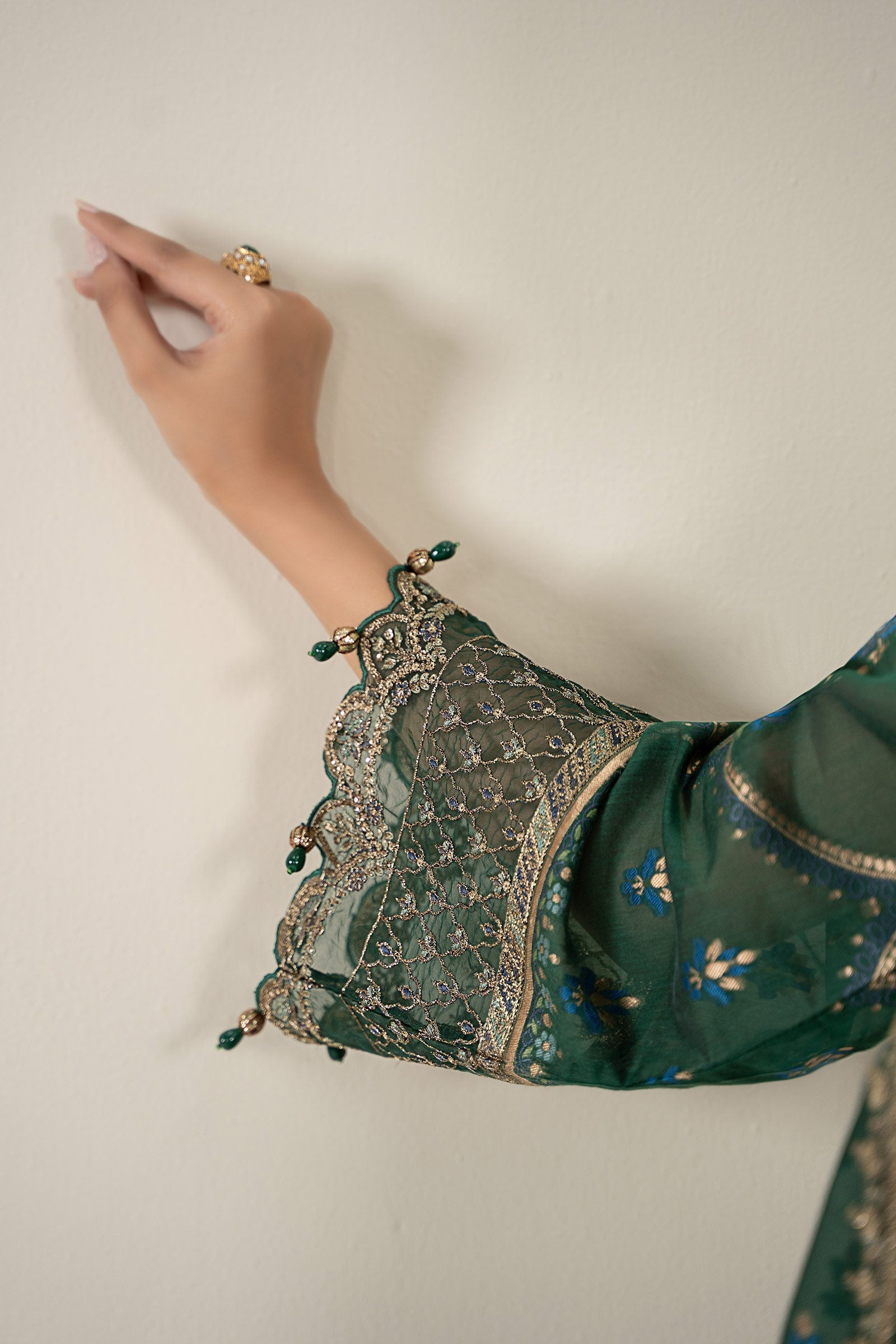 Maria B | Luxury Winter Pret 25 |DW-EA25-59-Green - Official Maria B stockist in UK - Sakeena London