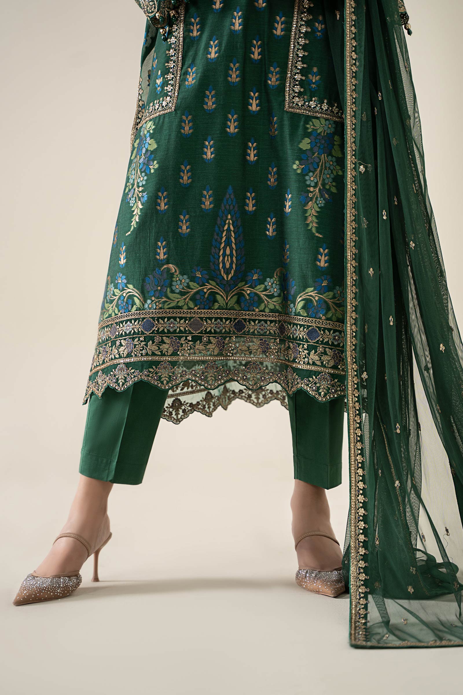 Maria B | Luxury Winter Pret 25 |DW-EA25-59-Green - Official Maria B stockist in UK - Sakeena London