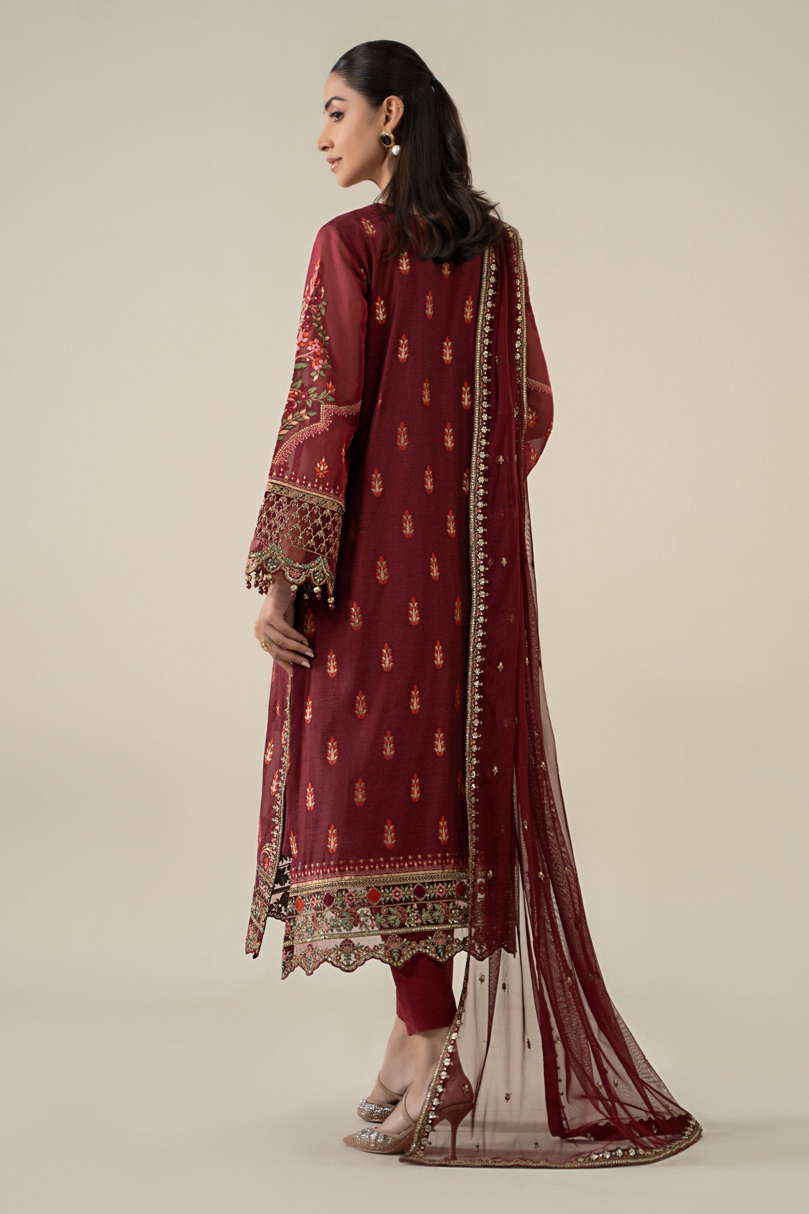 Maria B | Luxury Winter Pret 25 | DW-EA25-59-Red - Official Maria B stockist in UK - Sakeena London