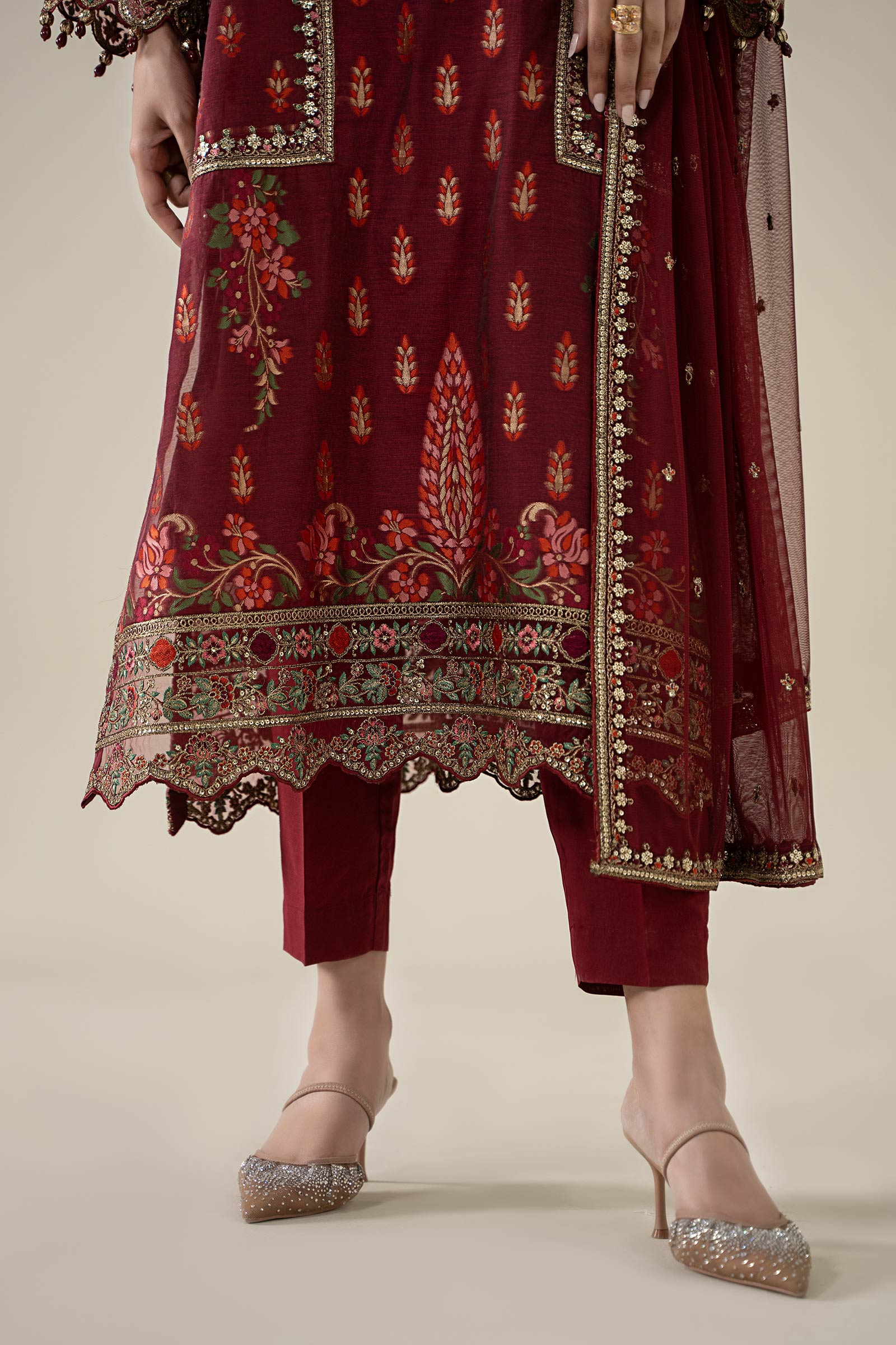 Maria B | Luxury Winter Pret 25 | DW-EA25-59-Red - Official Maria B stockist in UK - Sakeena London