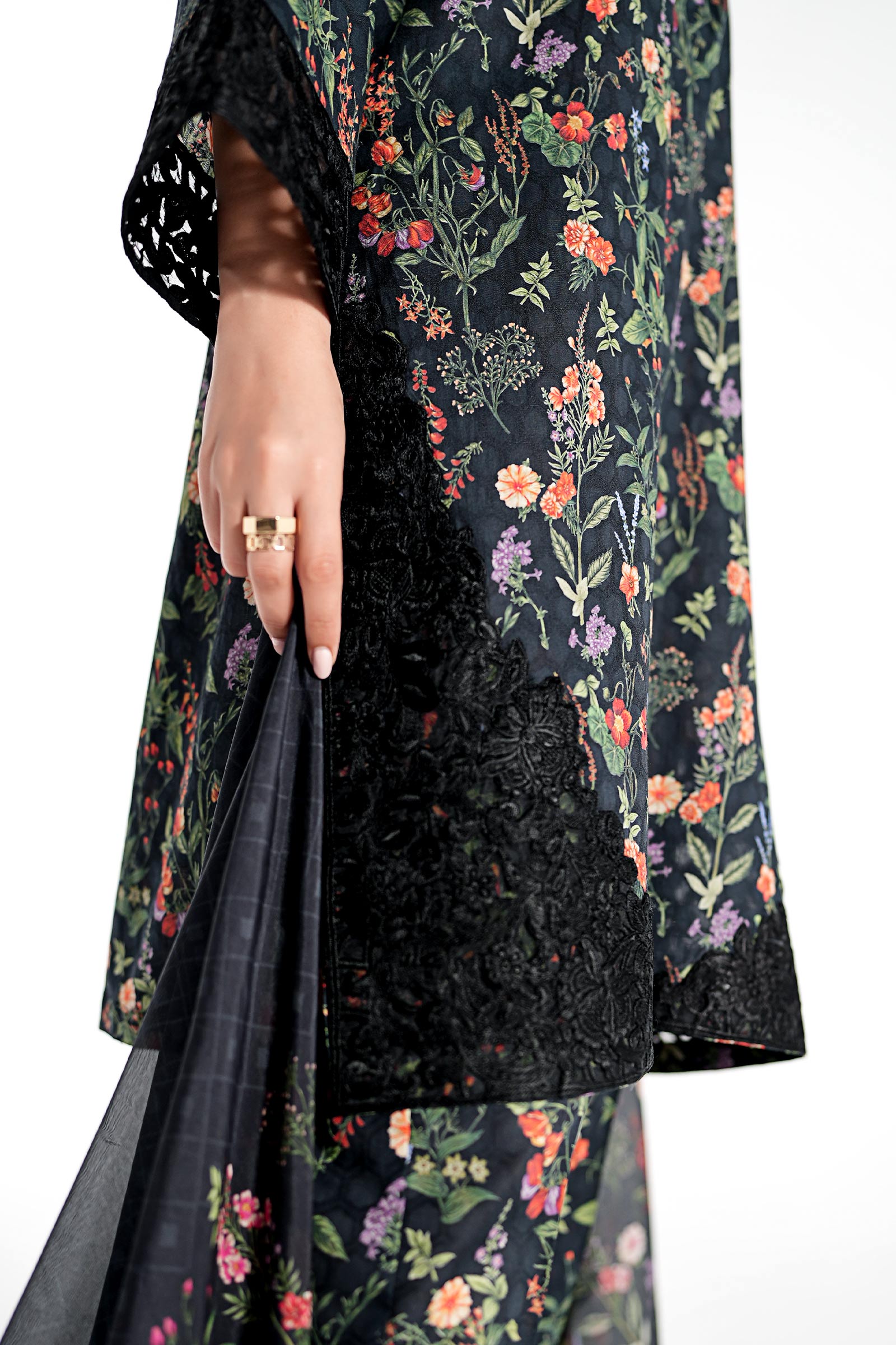 Maria B | Luxury Winter Pret 25 | DW-EF23-71R1-Black - Official Maria B stockist in UK - Sakeena London