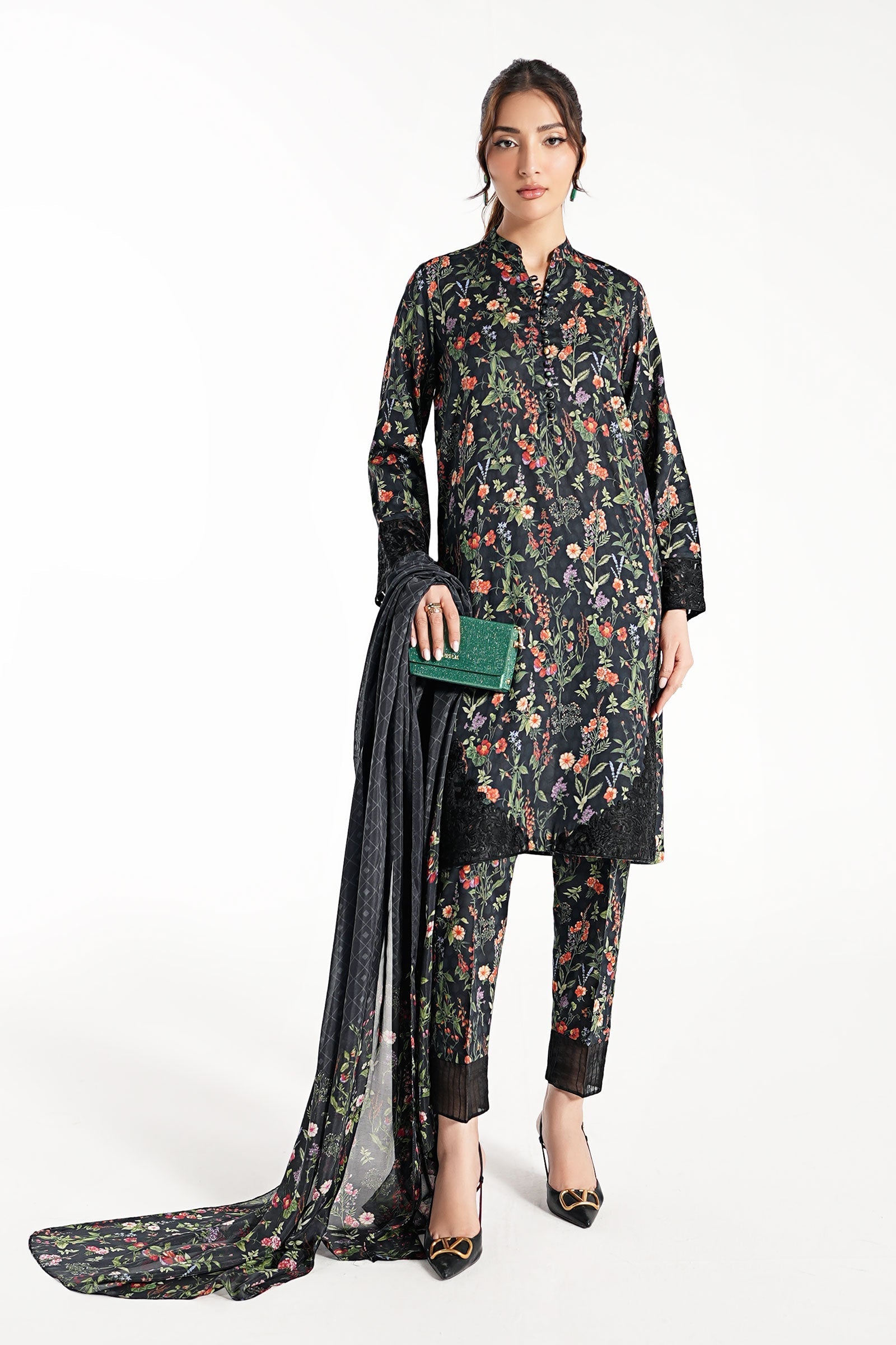 Maria B | Luxury Winter Pret 25 | DW-EF23-71R1-Black - Official Maria B stockist in UK - Sakeena London