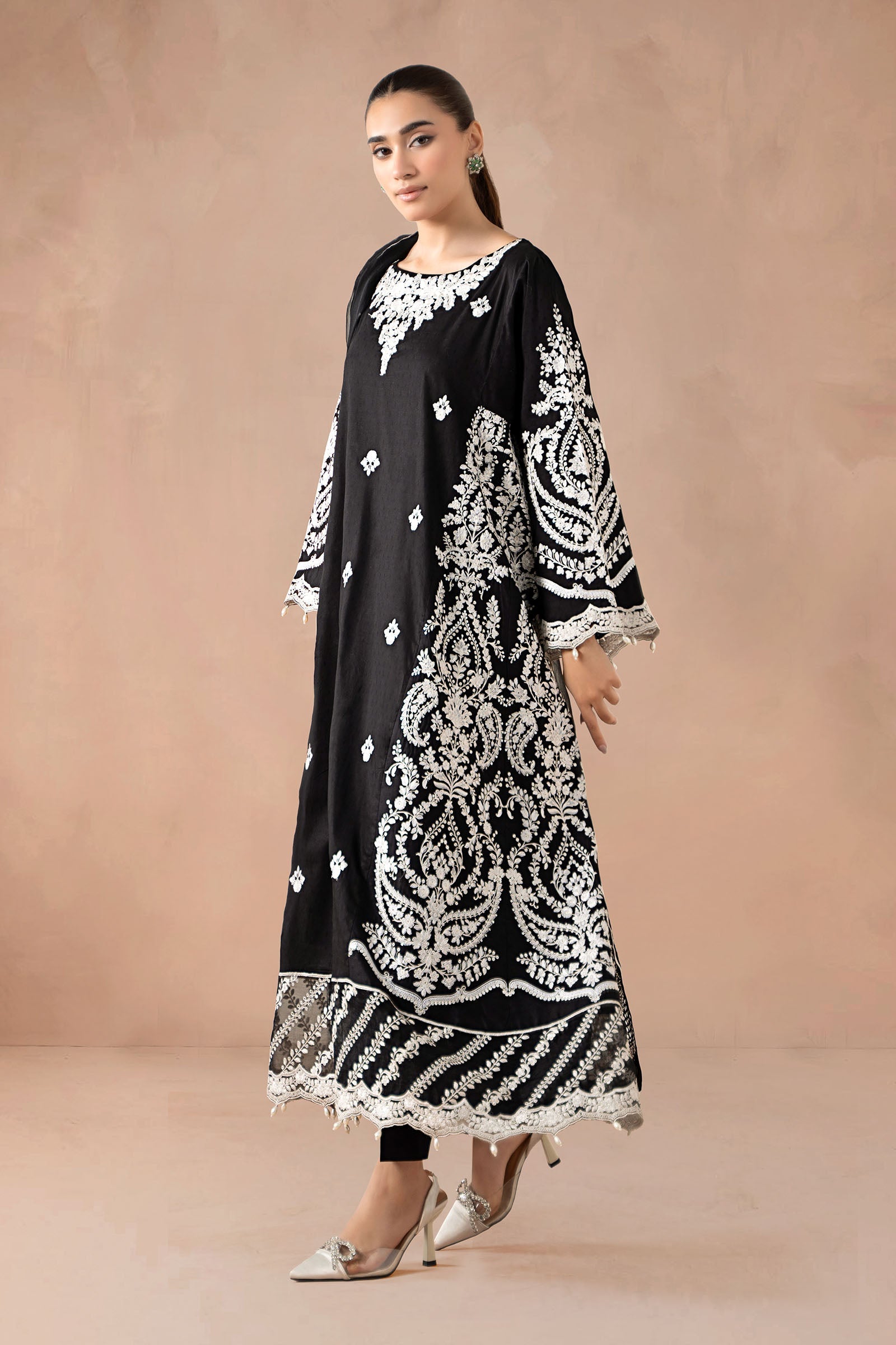 Maria B | Luxury Winter Pret 25 | DW-MN24-04R1-Black - Official Maria B stockist in UK - Sakeena London