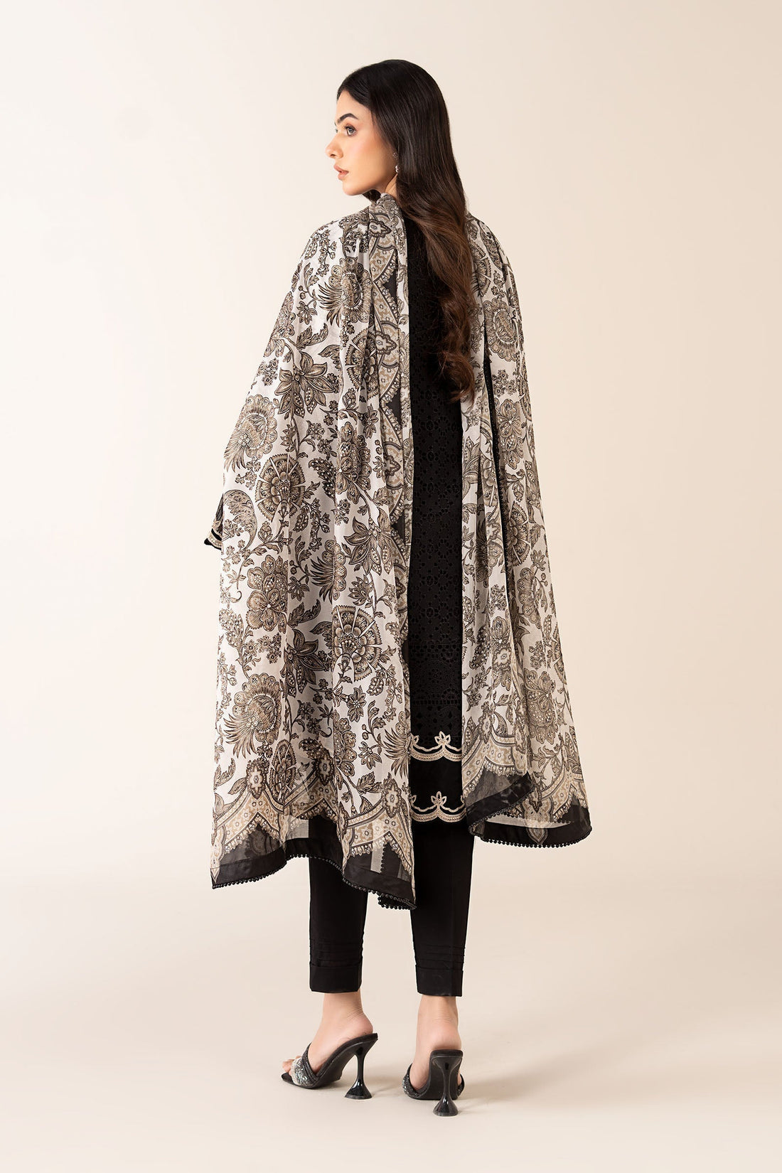 Maria B | Luxury Winter Pret 25 | DW-MN24-10R1-Black - Official Maria B stockist in UK - Sakeena London