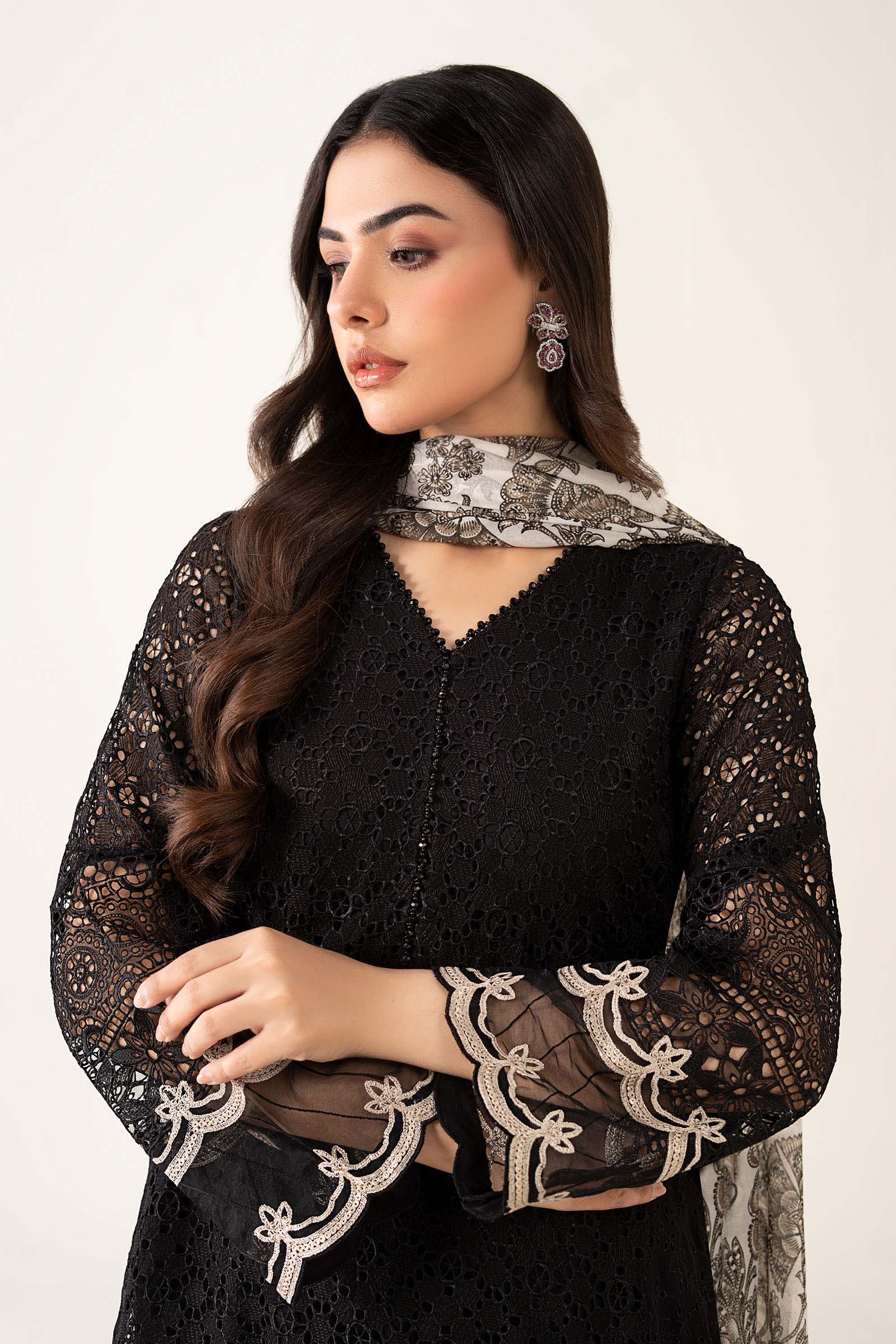 Maria B | Luxury Winter Pret 25 | DW-MN24-10R1-Black - Official Maria B stockist in UK - Sakeena London