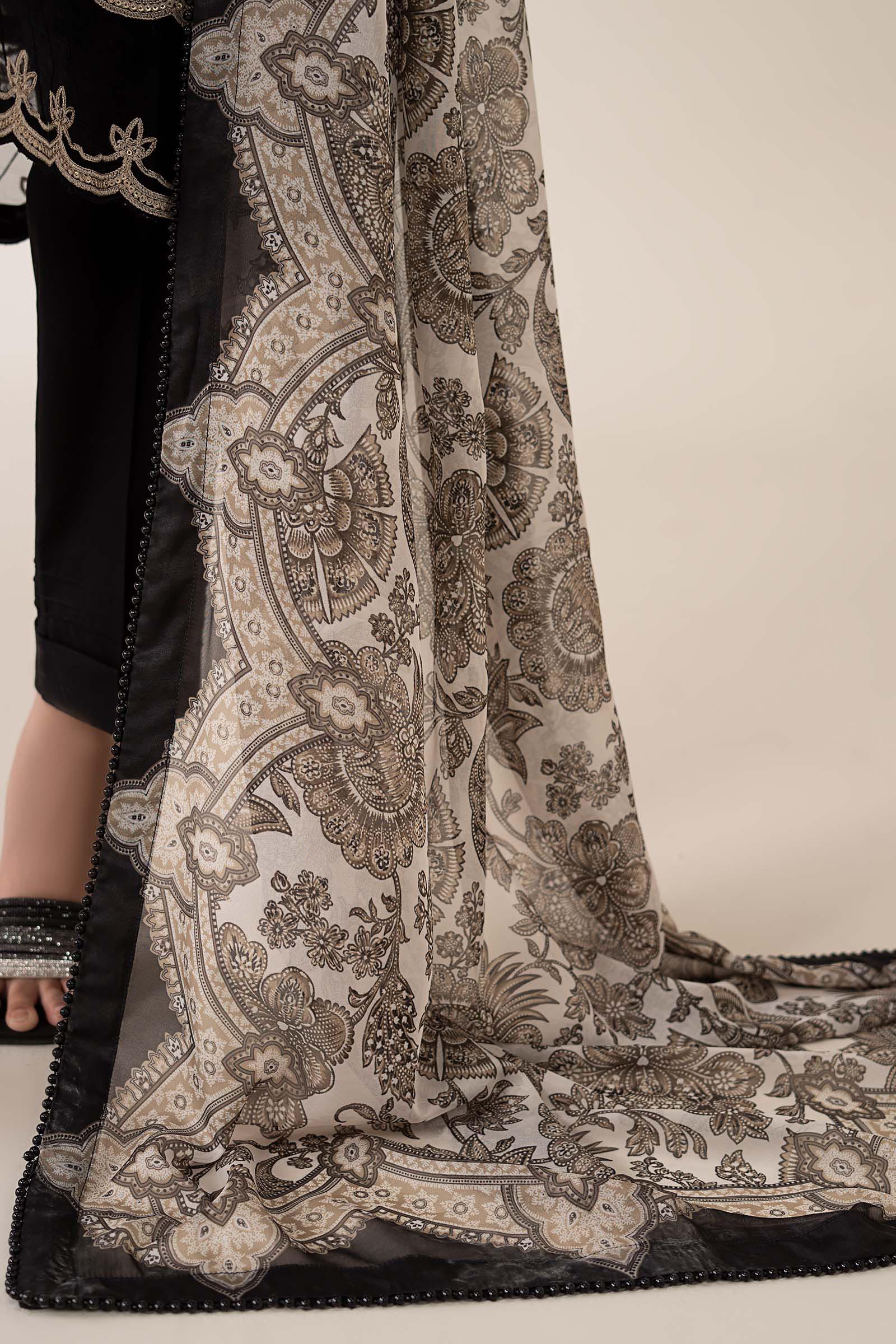 Maria B | Luxury Winter Pret 25 | DW-MN24-10R1-Black - Official Maria B stockist in UK - Sakeena London