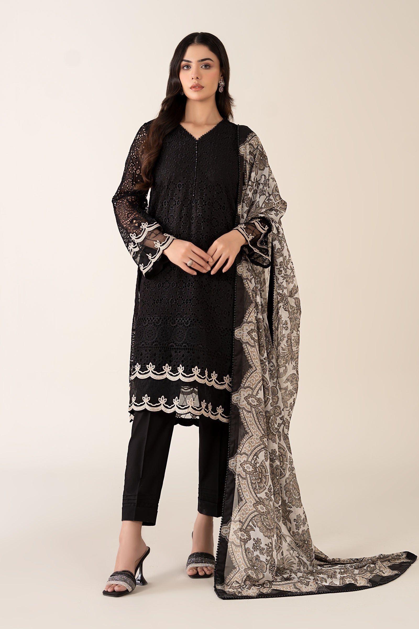 Maria B | Pre Fall Dresses | 3 Piece Embroidered Chiffon Suit BB - Official Maria B stockist in UK - Sakeena London