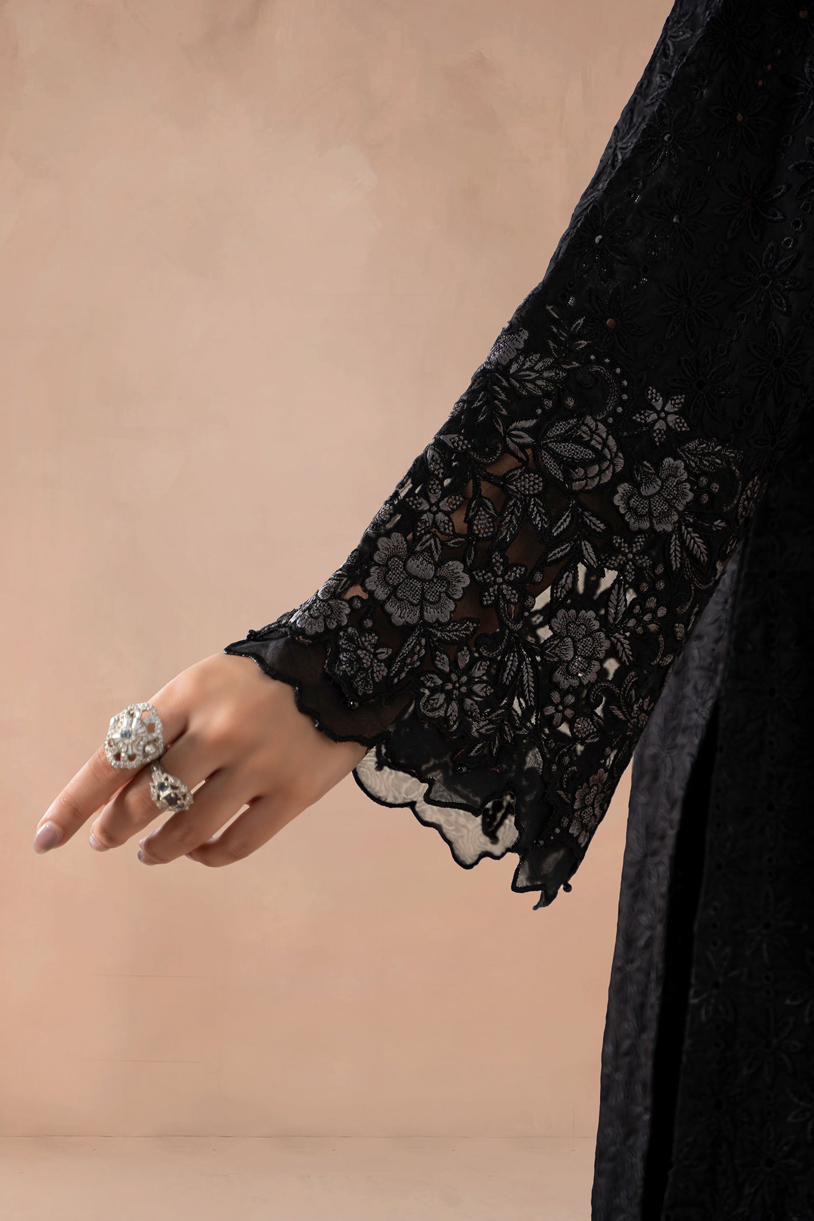 Maria B | Luxury Winter Pret 25 | DW-MN25-11-Black - Official Maria B stockist in UK - Sakeena London
