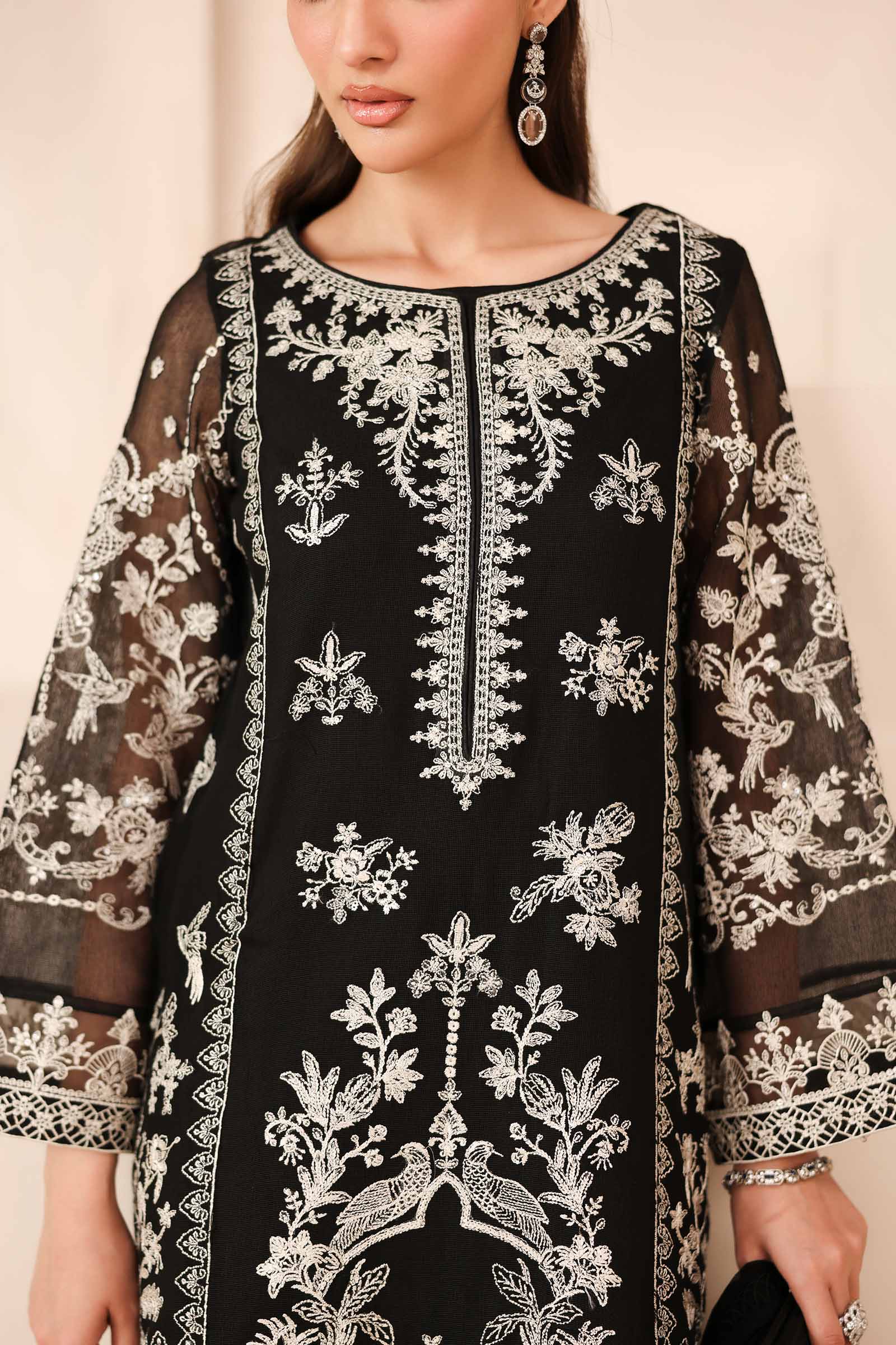 Maria B | Luxury Winter Pret 25 | DW-MN25-03-Black - Official Maria B stockist in UK - Sakeena London