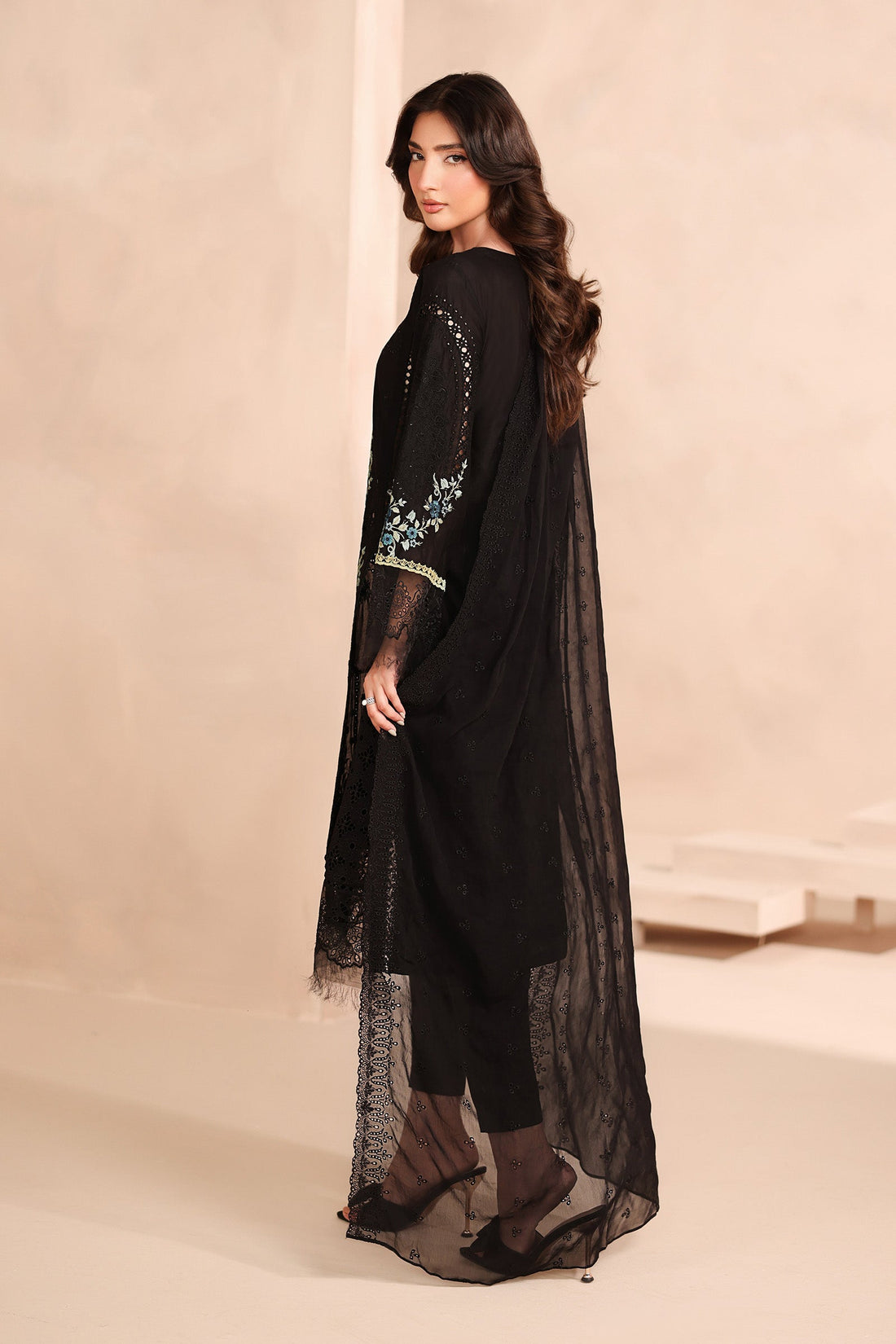 Maria B | Pre Fall Dresses | 3 Piece Embroidered Lawn Suit Black - Official Maria B stockist in UK - Sakeena London