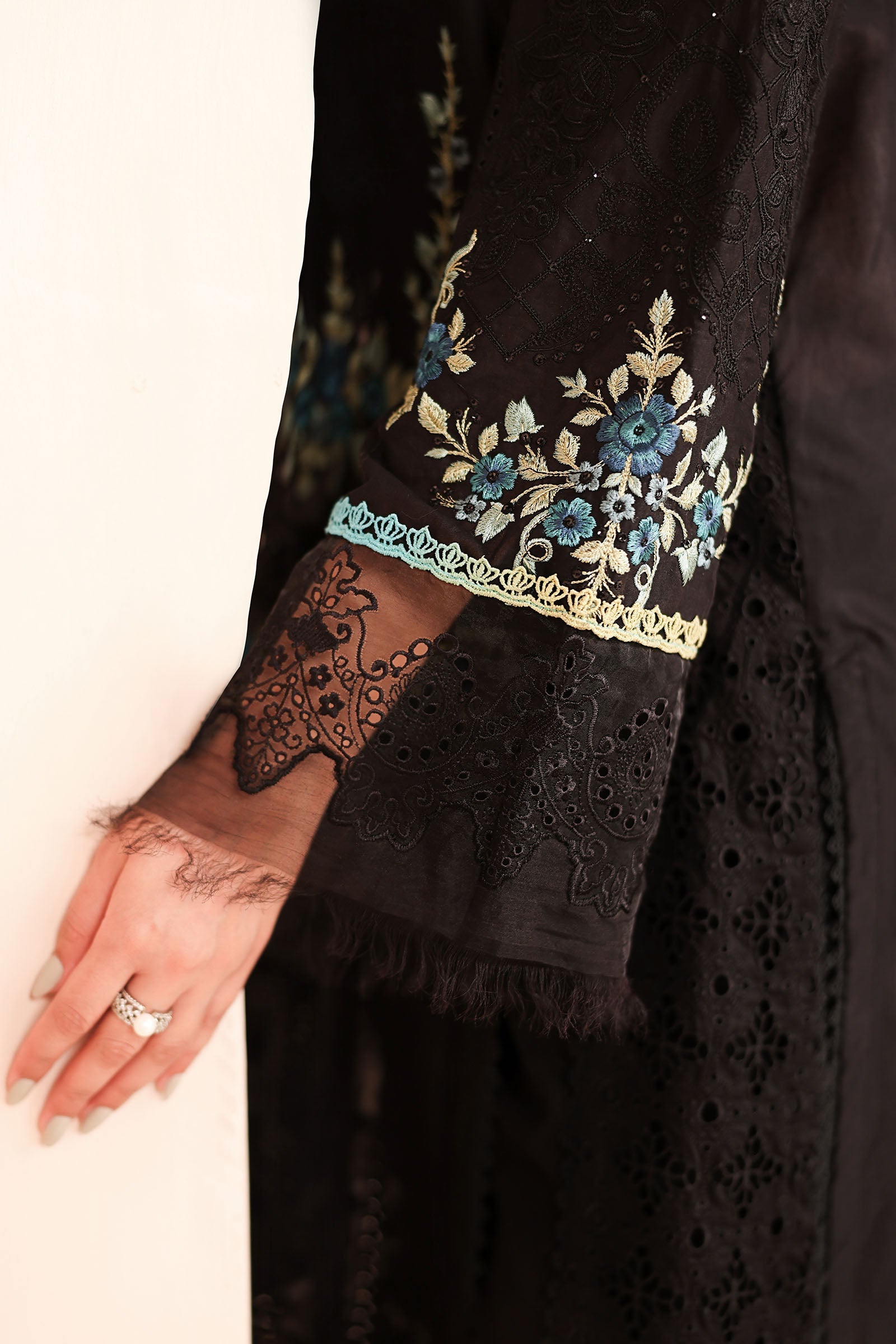 Maria B | Pre Fall Dresses | 3 Piece Embroidered Lawn Suit Black - Official Maria B stockist in UK - Sakeena London