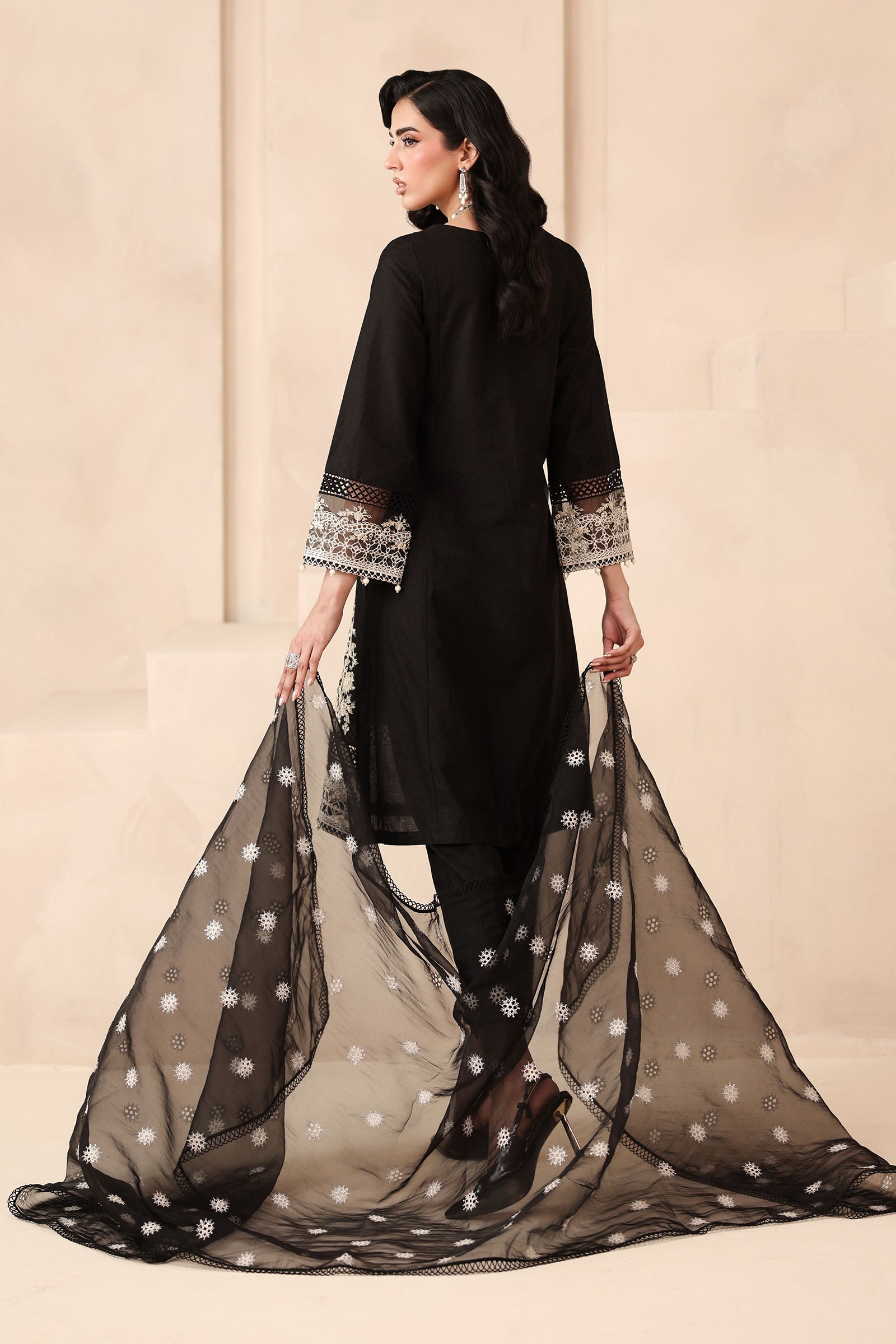 Maria B | Pre Fall Dresses | 3 Piece Embroidered Dobby Suit Black3 - Official Maria B stockist in UK - Sakeena London