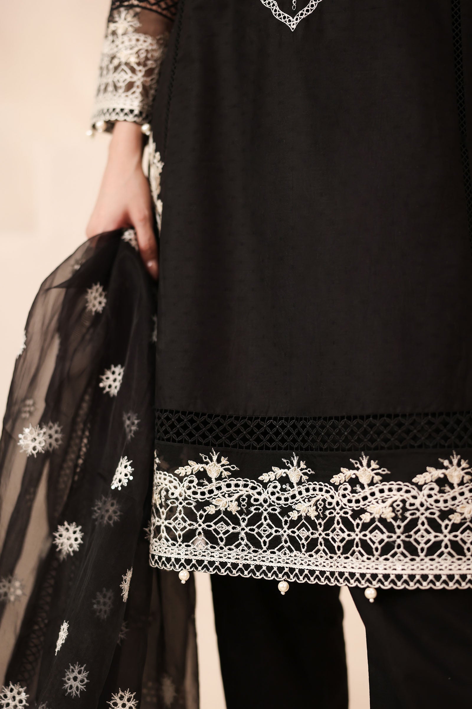 Maria B | Luxury Winter Pret 25 | DW-MN25-13-Black - Official Maria B stockist in UK - Sakeena London