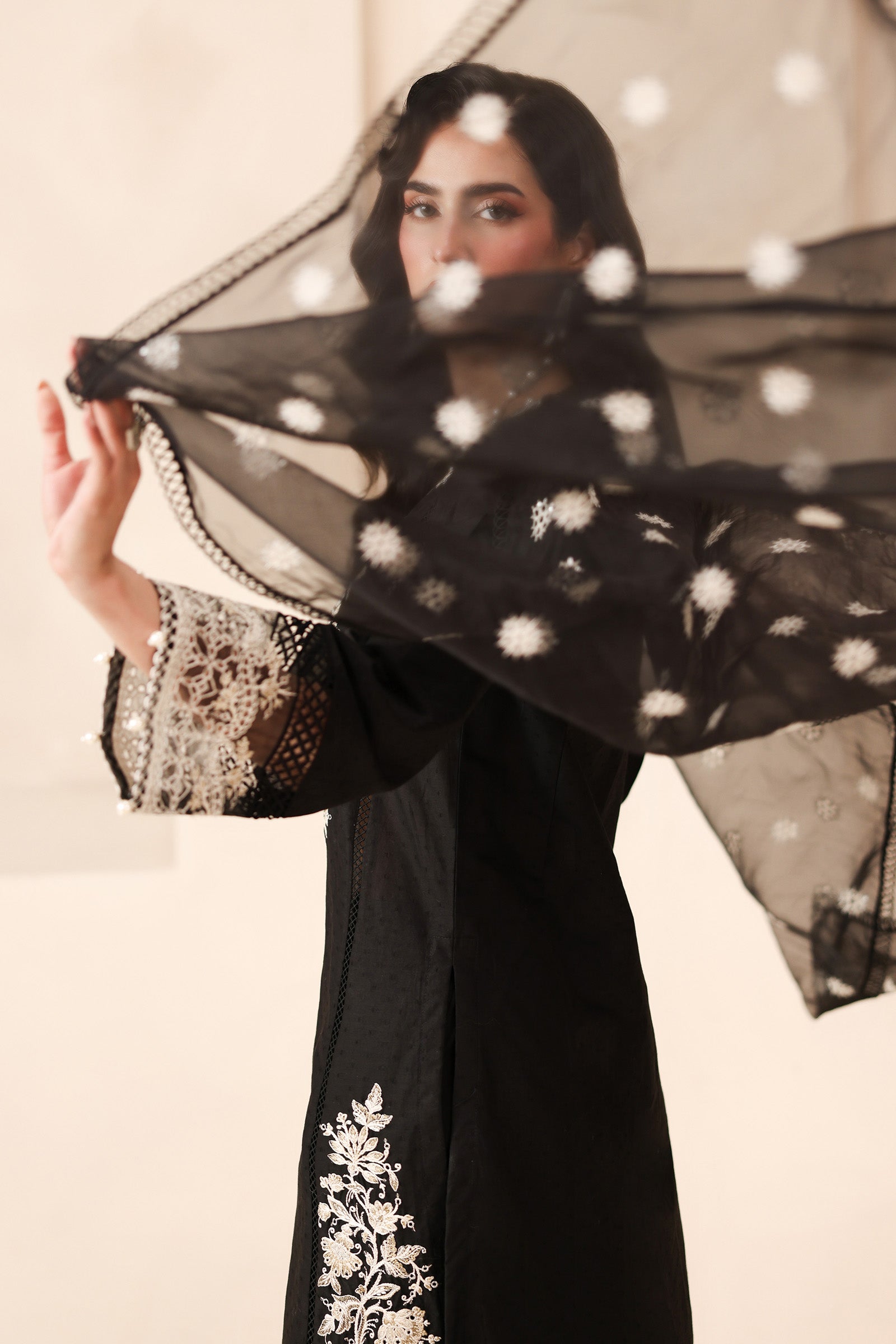 Maria B | Luxury Winter Pret 25 | DW-MN25-13-Black - Official Maria B stockist in UK - Sakeena London