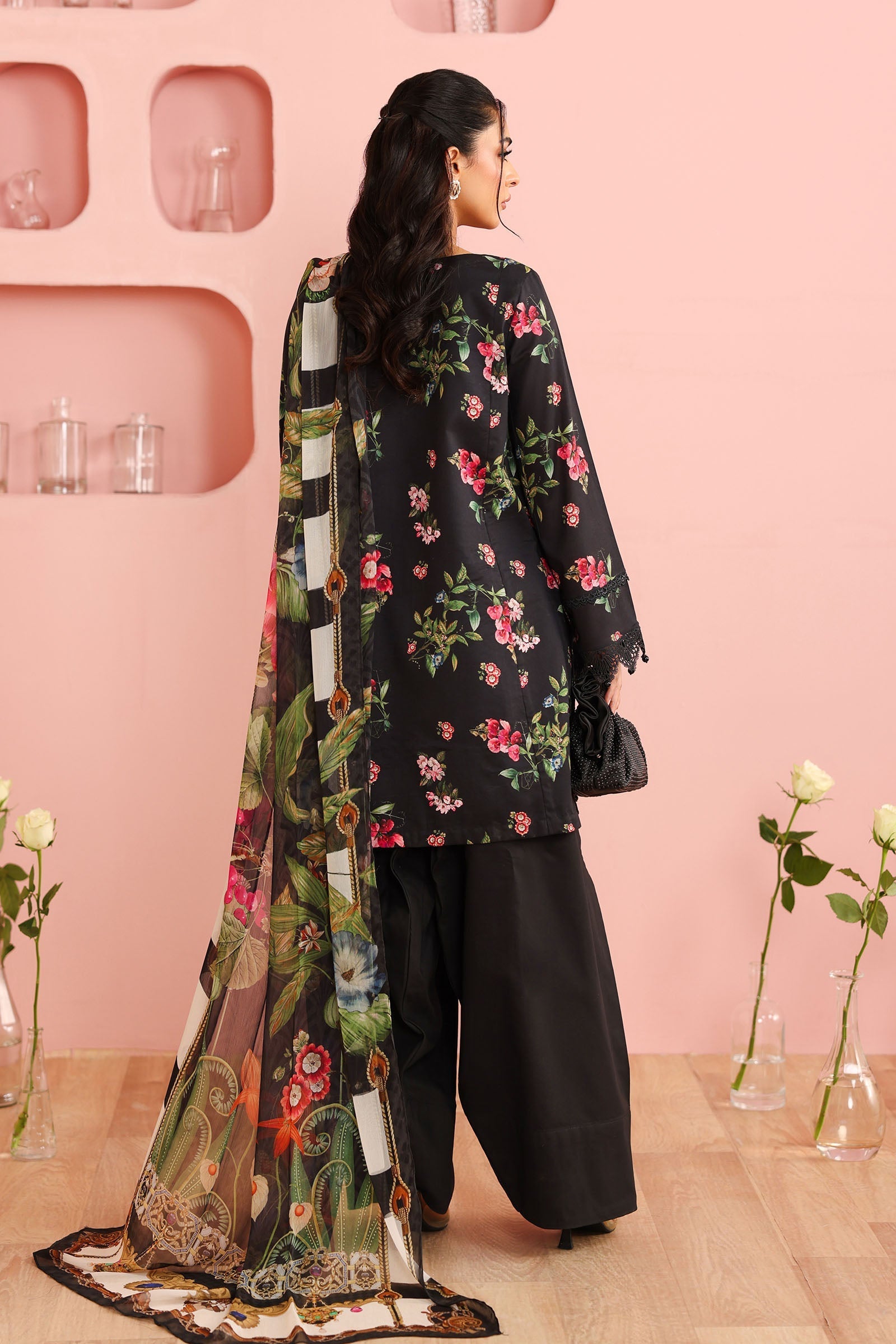 Maria B | Pre Fall Dresses | 3 Piece Embroidered Cotton Suit Black - Official Maria B stockist in UK - Sakeena London