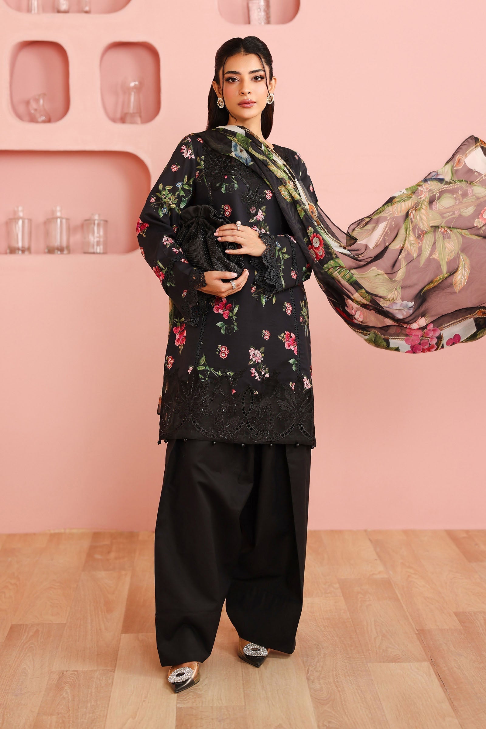 Maria B | Luxury Winter Pret 25 | DW-PF25-06-Black - Official Maria B stockist in UK - Sakeena London