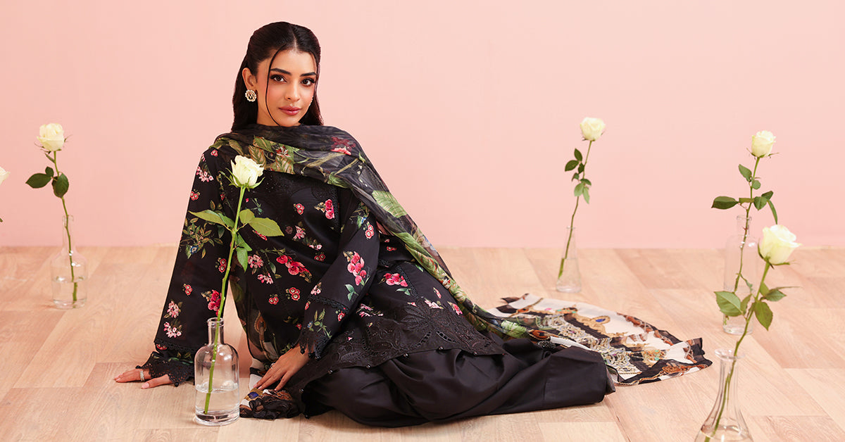 Maria B | Luxury Winter Pret 25 | DW-PF25-06-Black - Official Maria B stockist in UK - Sakeena London