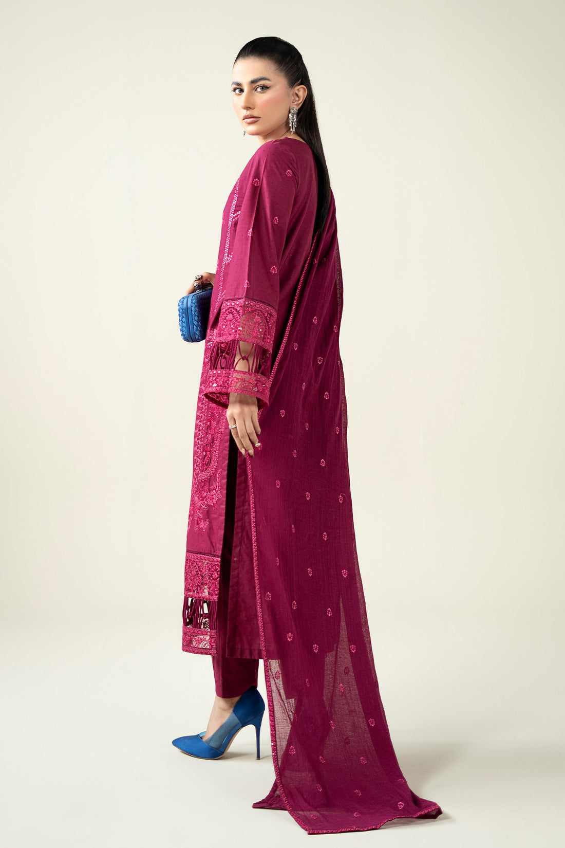 Maria B | Pre Fall Dresses | 3 Piece Embroidered Dobby Suit PP - Official Maria B stockist in UK - Sakeena London